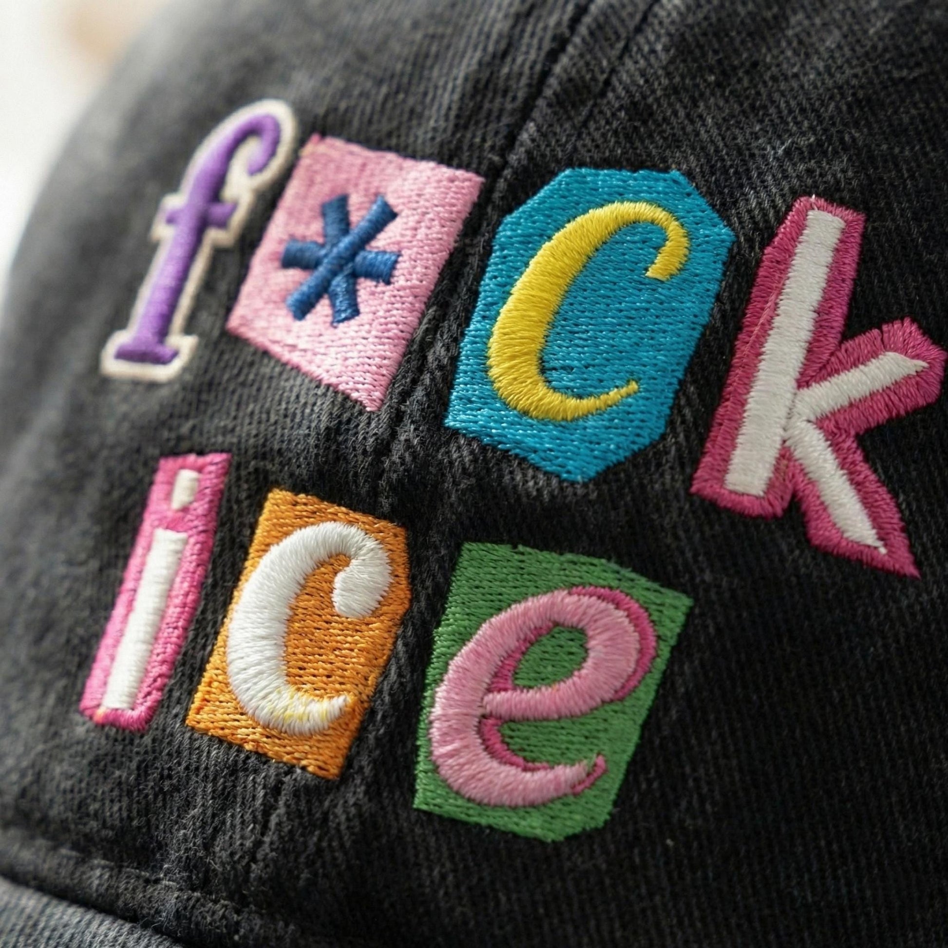 F*ck ICE Magazine Letters Embroidered Washed Baseball Hat – Abolish ICE Cap | FDT, No Human Is Illegal, Anti-MAGA Unisex Headwear