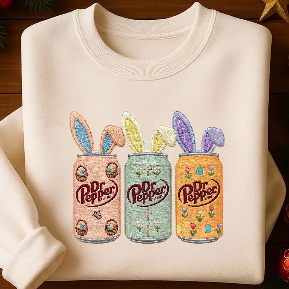 Easter Dr Pepper Shirt, Easter Bunny Embroidered Sweatshirt, Bunny Easter Soda Hoodie, Cute Gift For Easter Day