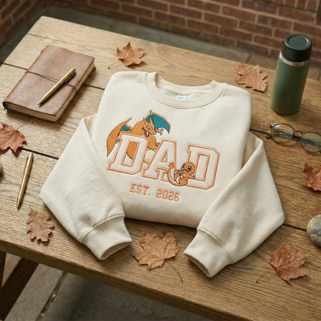 Custom Dad Embroidered Sweatshirt, Anime Mom Tee, Vintage 90s Manga Shirt, Father’s Day Gift, Birthday Gift for Him