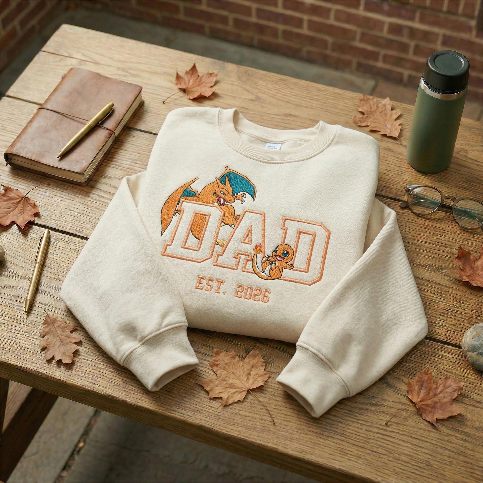 Custom Dad Embroidered Sweatshirt, Anime Mom Tee, Vintage 90s Manga Shirt, Father’s Day Gift, Birthday Gift for Him