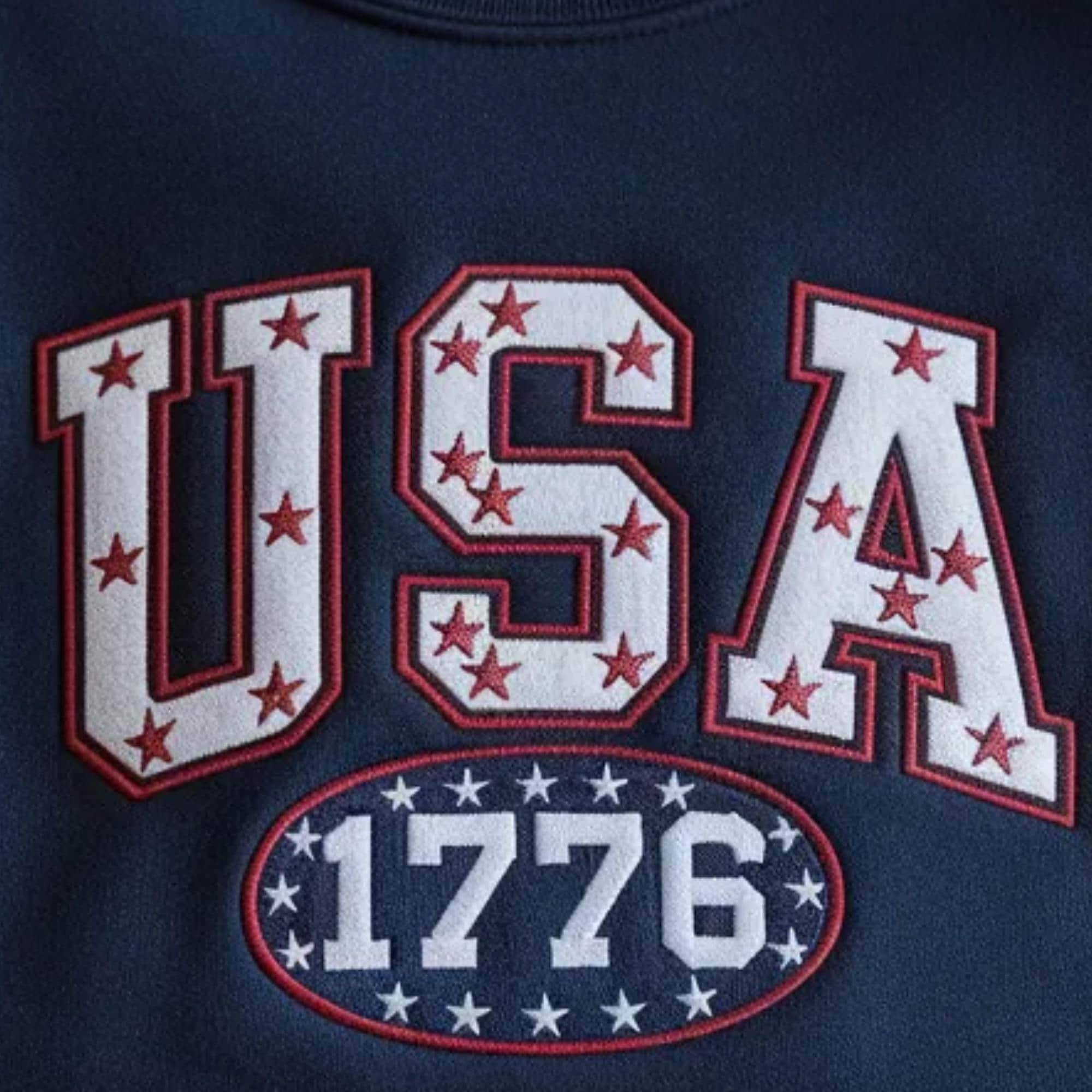 Embroidered USA 1776 Sweatshirt, Patriotic American Apparel, Girly 4th of July Shirt