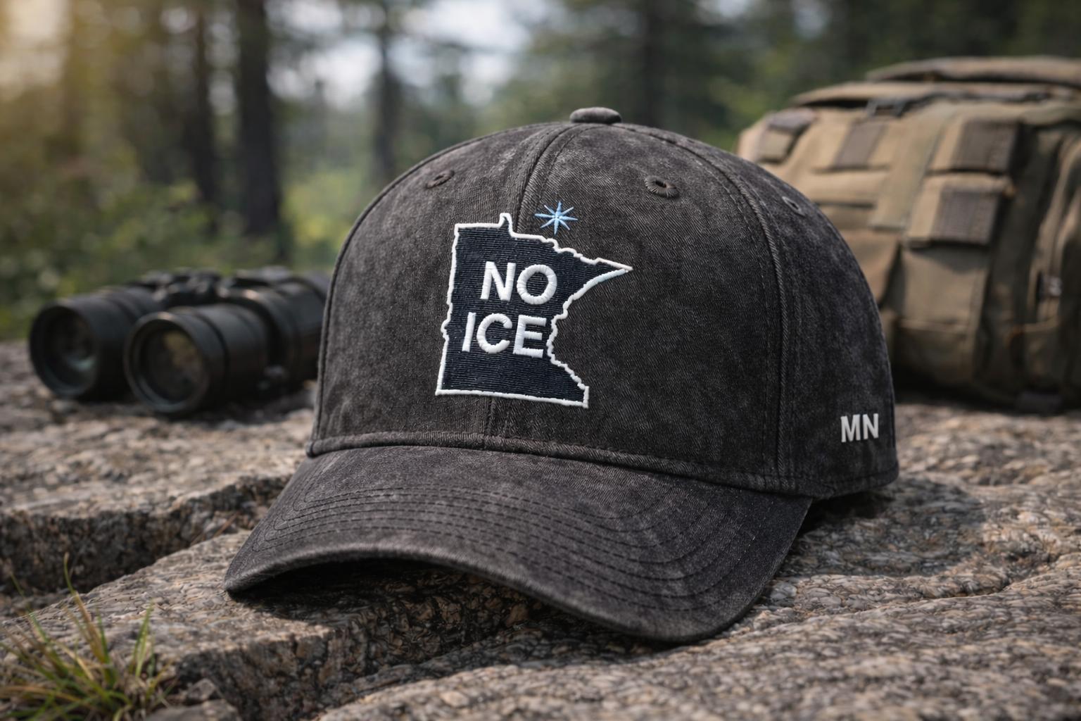 Minnesota Embroidered Hat, MN Loon Protest Wash Baseball Cap, No Ice & Abolish ICE Activist Hat, Political Gift
