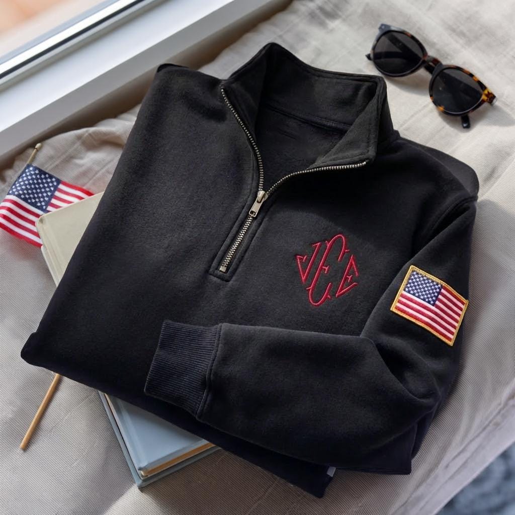 Embroidered J.E.E. Epstein Quarter Zip Sweatshirt, Meme Shirt, Jeffrey JEE Monogram Unisex Sweatshirt, Jeffrey Epstein Embroidery Merch