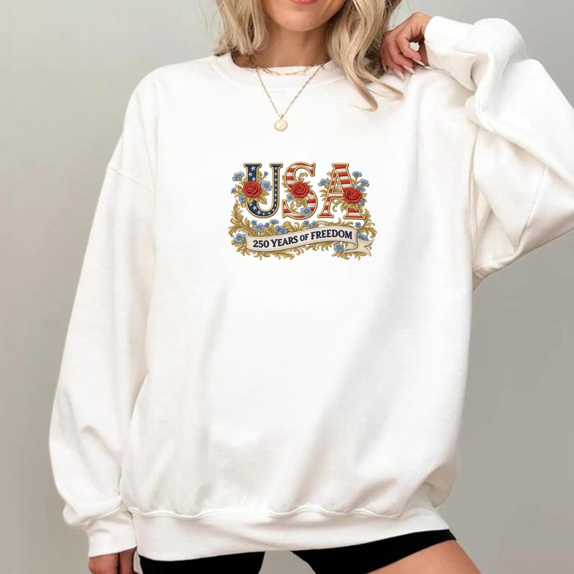 USA 250 Years of Freedom Embroidery Design, Patriotic American Flag Machine Embroidery File, 1776–2026 Semiquincentennial, 4th of July Independence Day