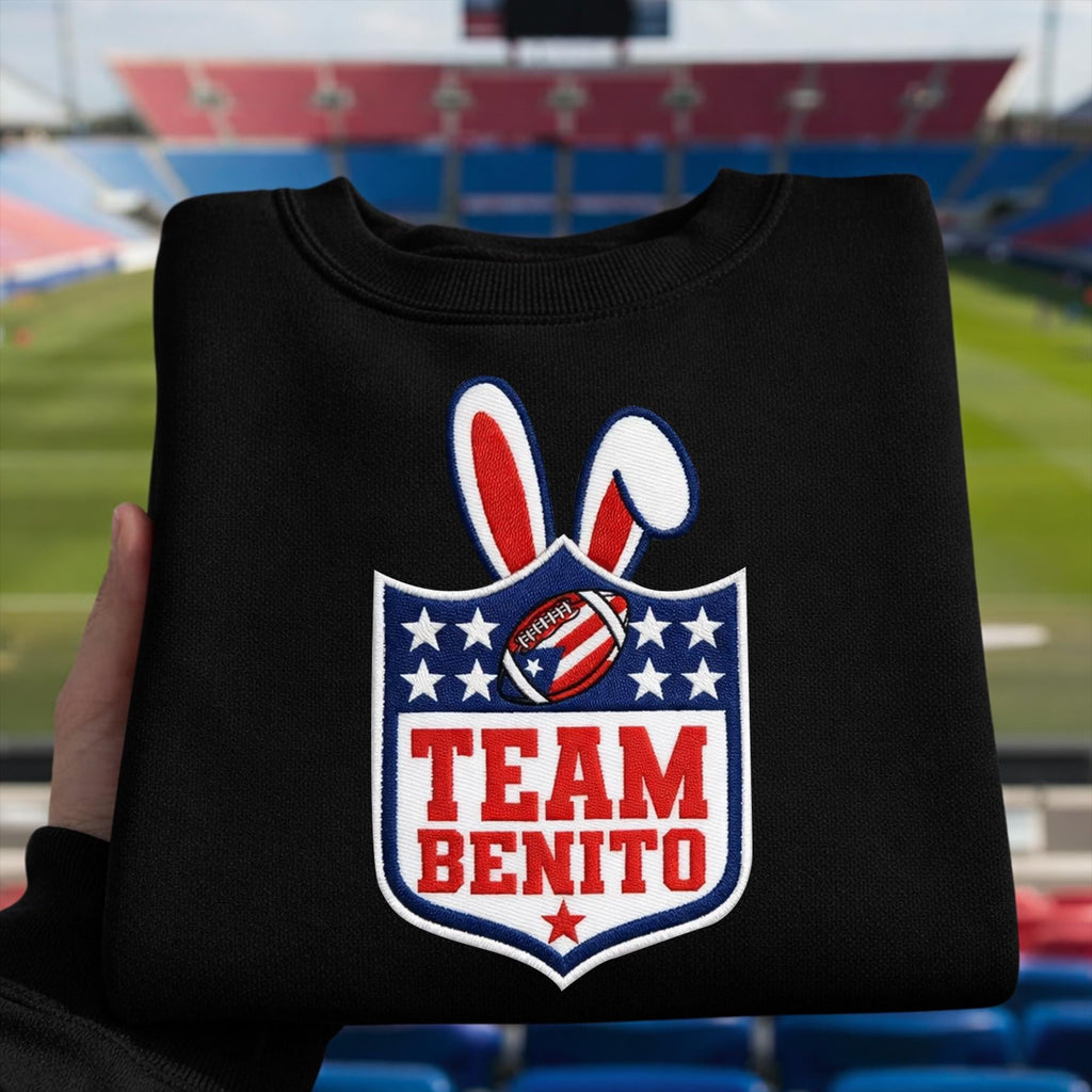 Embroidered Team Benito Football Sweatshirt – Game Day Shirt, Football Fan Sports Gift, Unisex Hoodie for Men & Women, Bowl Game 2026