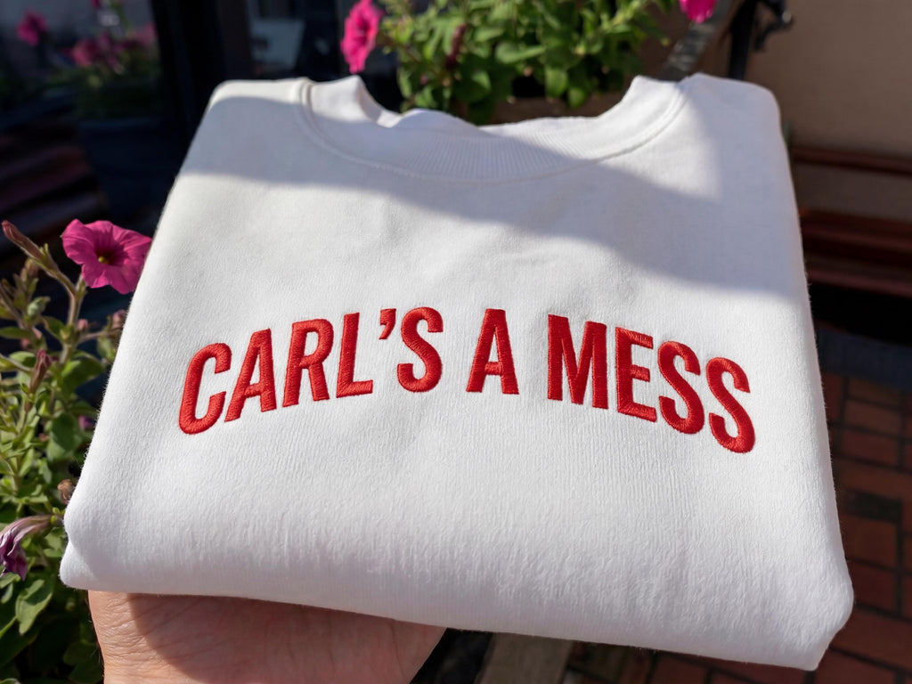 Embroidered Carls a Mess Shirt, Funny Minimalist Quote Tee, Unisex Cotton Casual Top, Trendy Streetwear Style, Soft Everyday Outfit Gift