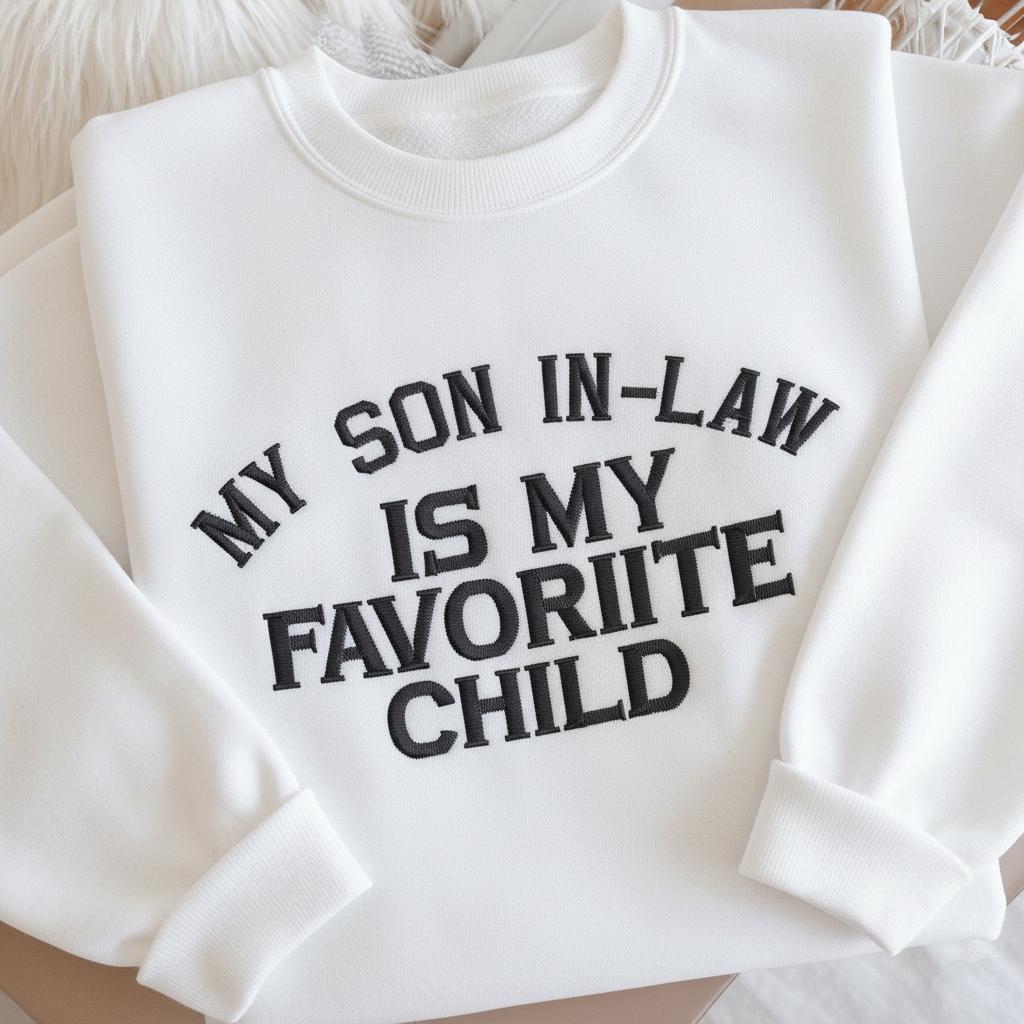 My Son In Law Is My Favorite Child Embroidered Sweatshirt, Funny Family Crewneck, Gift for Mother In Law