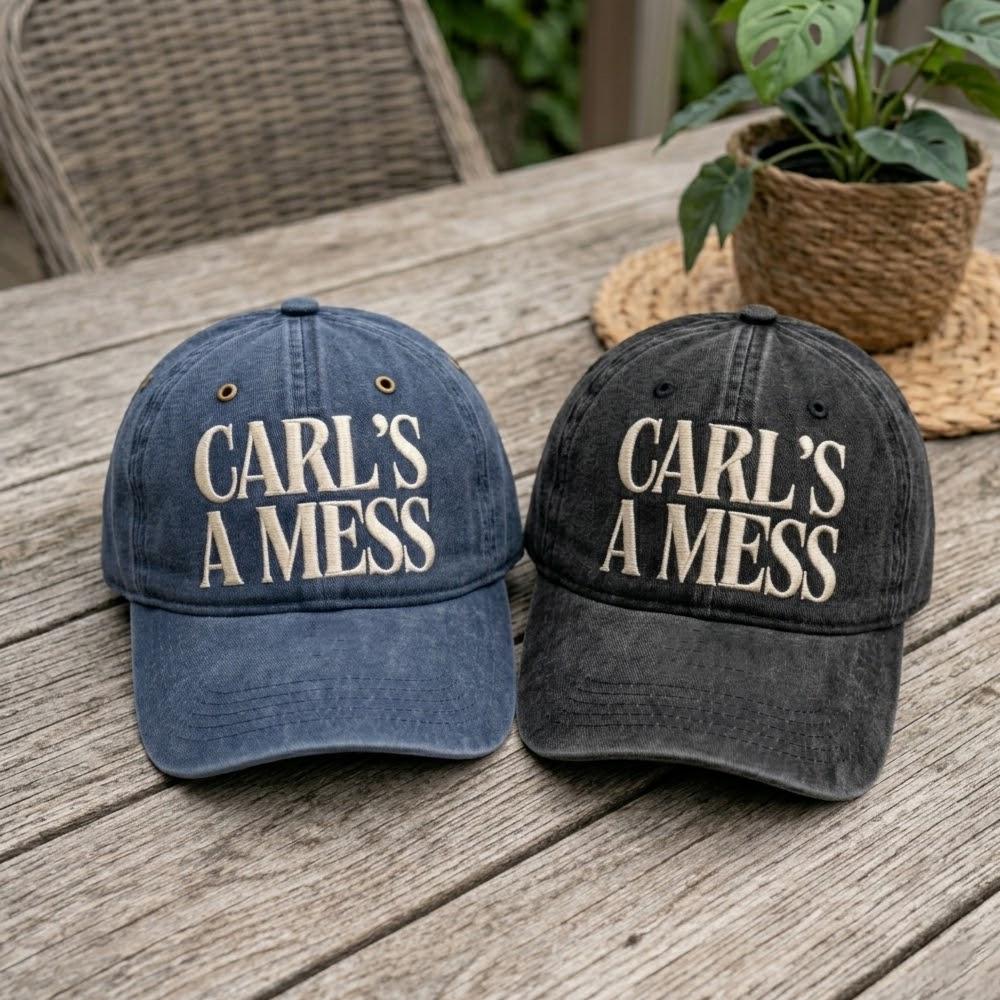 Embroidered Carl’s a Mess Washed Cotton Dad Hat – Funny Reality TV Inspired Cap, Vintage Summer Hat, Trendy Gift for Men & Women