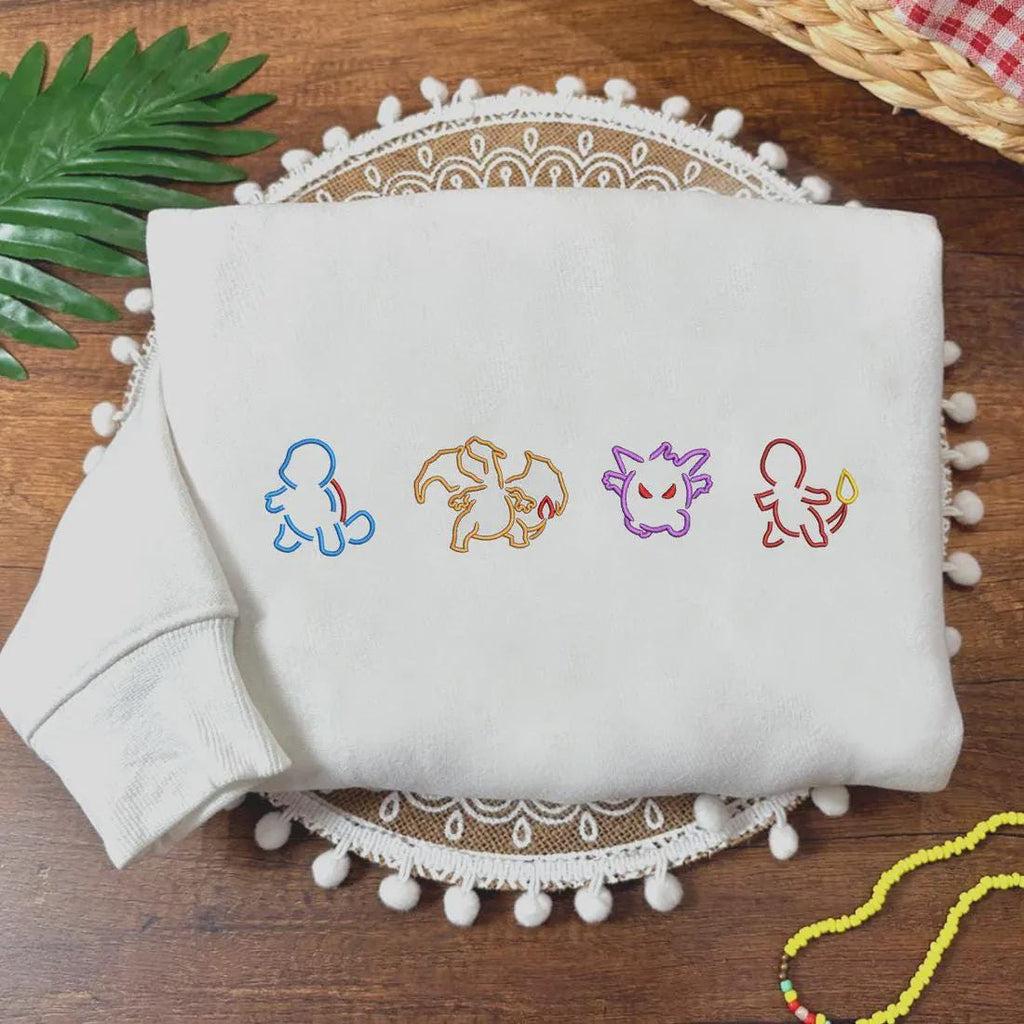 Custom Poke Collection Embroidered Sweatshirt, Personalized Gamer Crewneck Gift