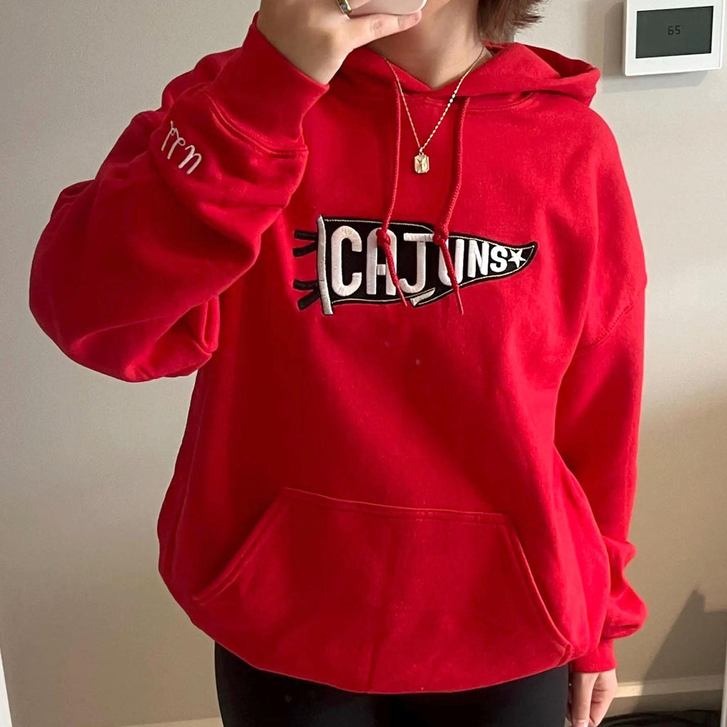 Custom Embroidered College Pennant Sweatshirt, Personalized School Name Sweater, University High School Apparel, Senior Class Gift, Custom Team Crewneck