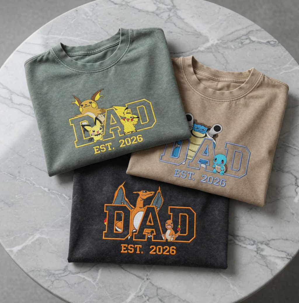 Custom Anime Dad Embroidered Shirt, Personalized First Father’s Day Gift
