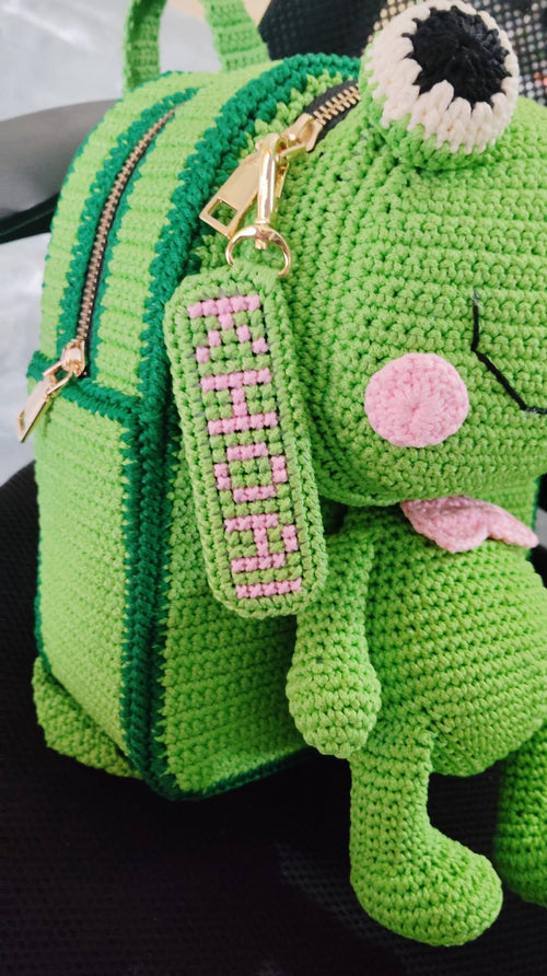 Crochet Frog Backpack for Kids, Handmade Animal School Bag, Cute Toddler Backpack, Preschool Bookbag, Birthday Gift for Boys and Girls BPCRCN02
