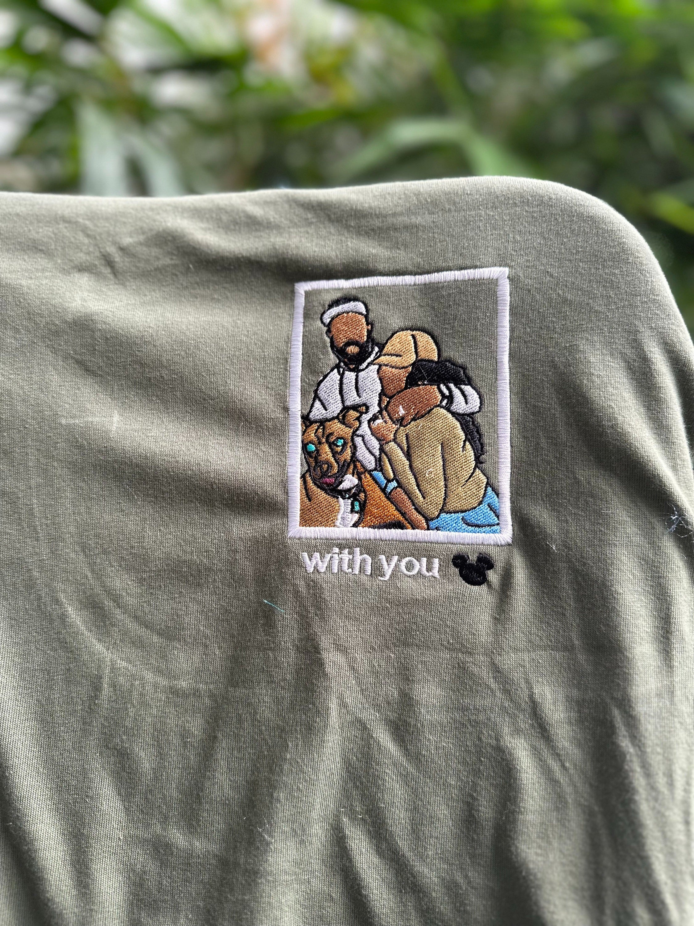 Embroidered T - Shirt, Custom Embroidered Photo Shirt, Custom Embroidered T-shirt, Custom Embroidered Photo