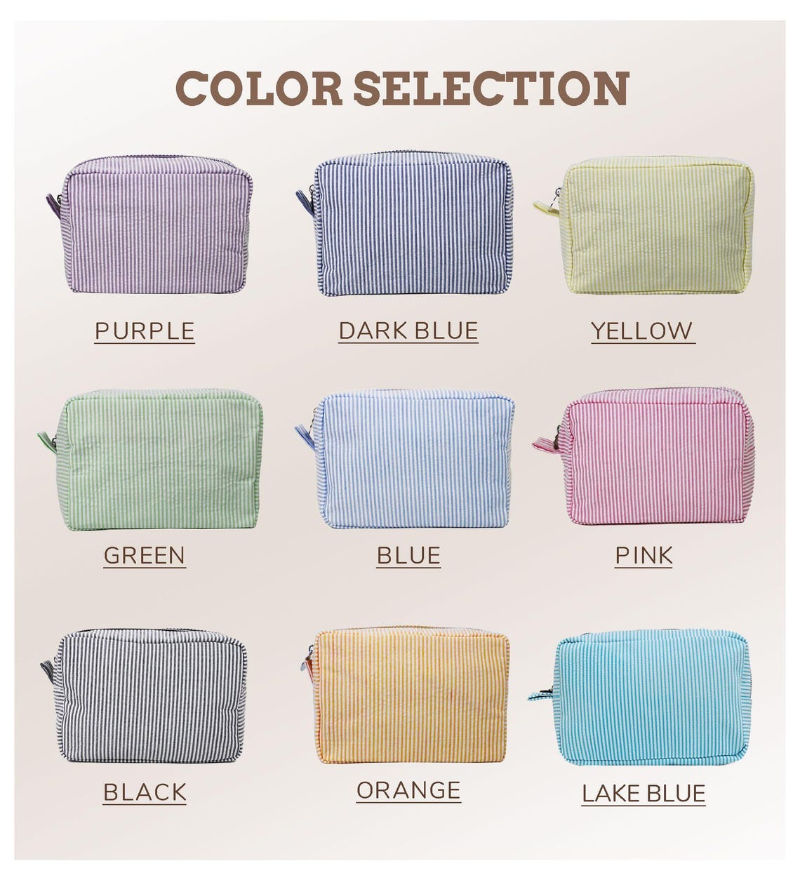 Embroidered Name Seersucker Makeup Bag, Beauty makeup Bag, Bridesmaid Makeup Bag, Monogrammed Toiletry Bag, Bridesmaid Gift