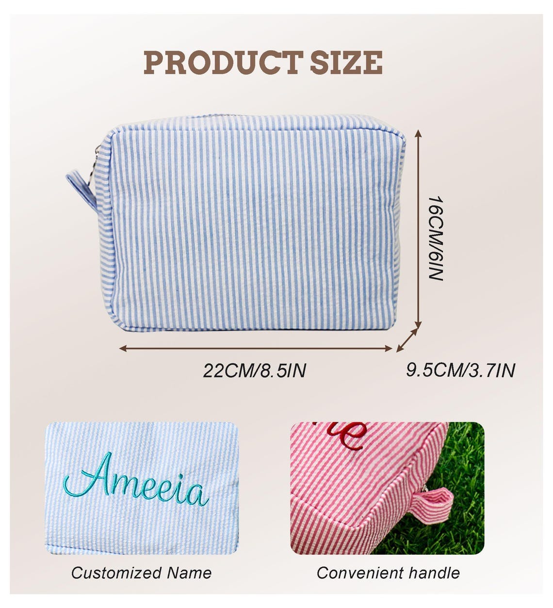 Custom Cosmetic Bag for Bridesmaids, Personalized Makeup Bag, Bridal Party Gift for Her