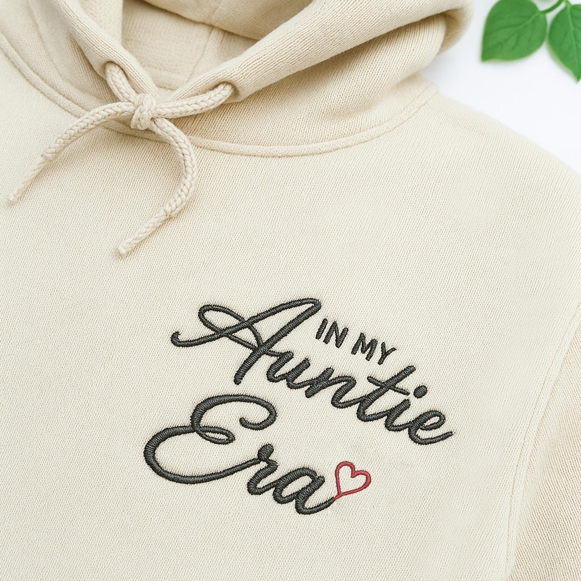 In My Auntie Era Embroidered Hoodie, Custom Auntie Sweatshirt with Kids' Names on Sleeve, Personalized Auntie Gift for Fall & Holiday Season