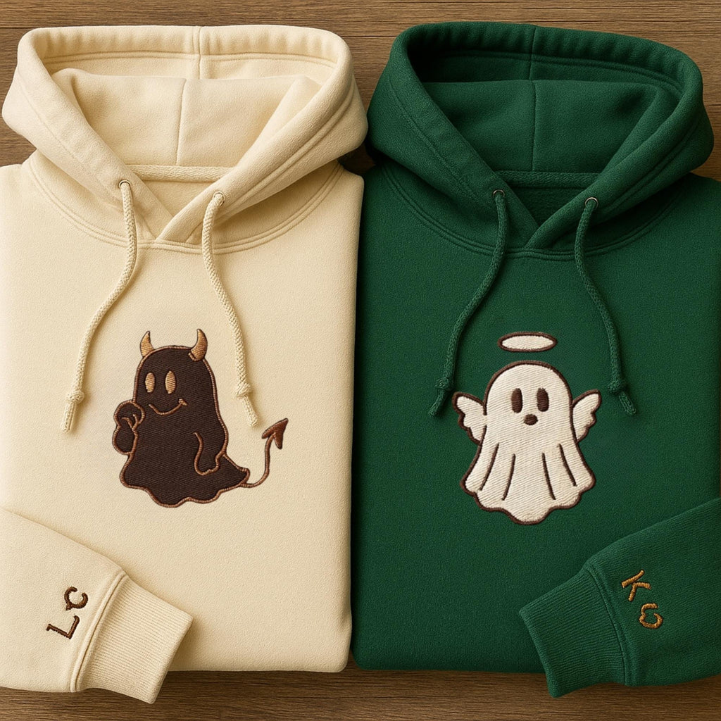 Couple Embroidered Sweatshirt, Halloween Couple Shirt, Custom Ghost Couple Shirt, Spooky Season, Boyfriend Gift, Gift For Her, Halloween Gift