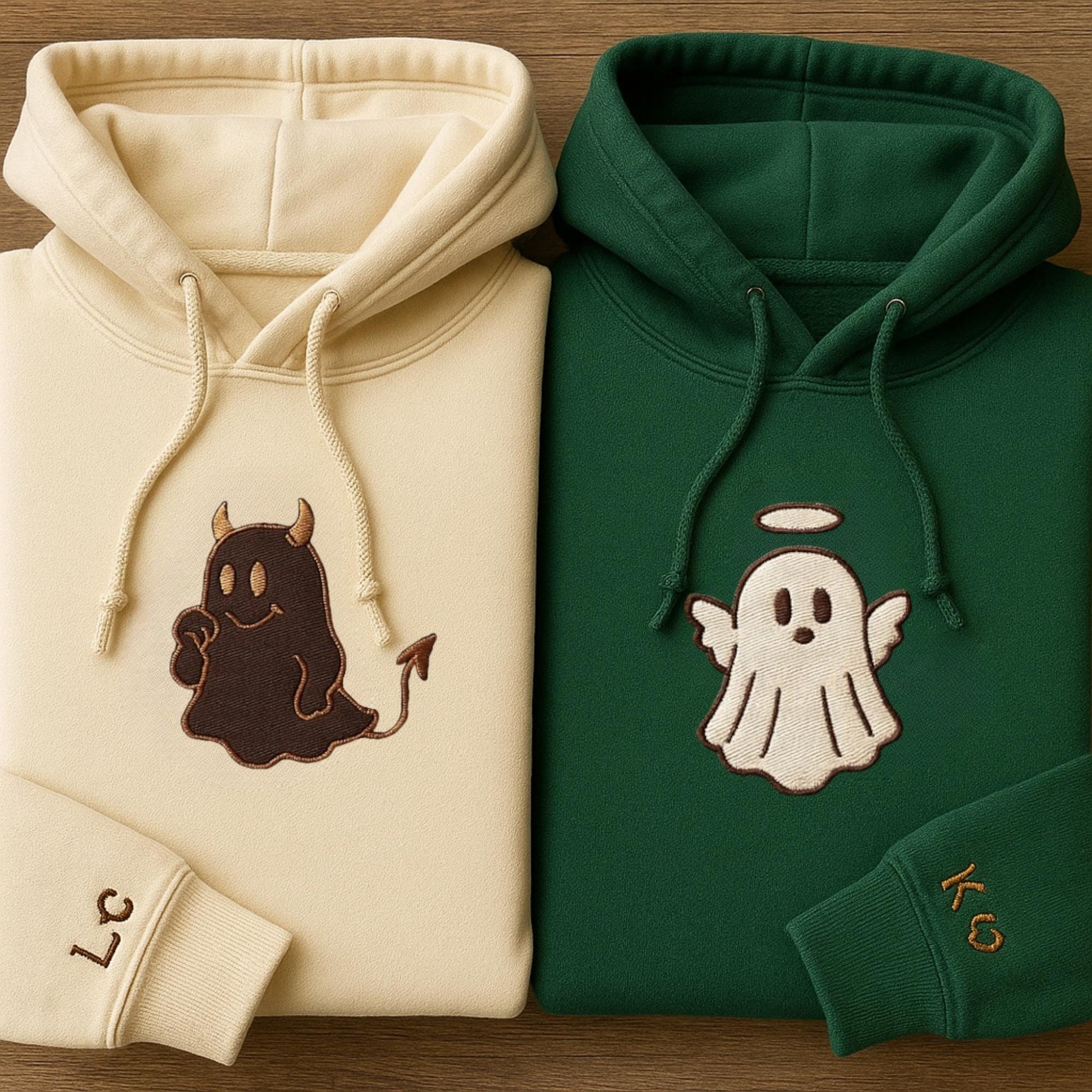 Couple Embroidered Sweatshirt, Halloween Couple Shirt, Custom Ghost Couple Shirt, Spooky Season, Boyfriend Gift, Gift For Her, Halloween Gift