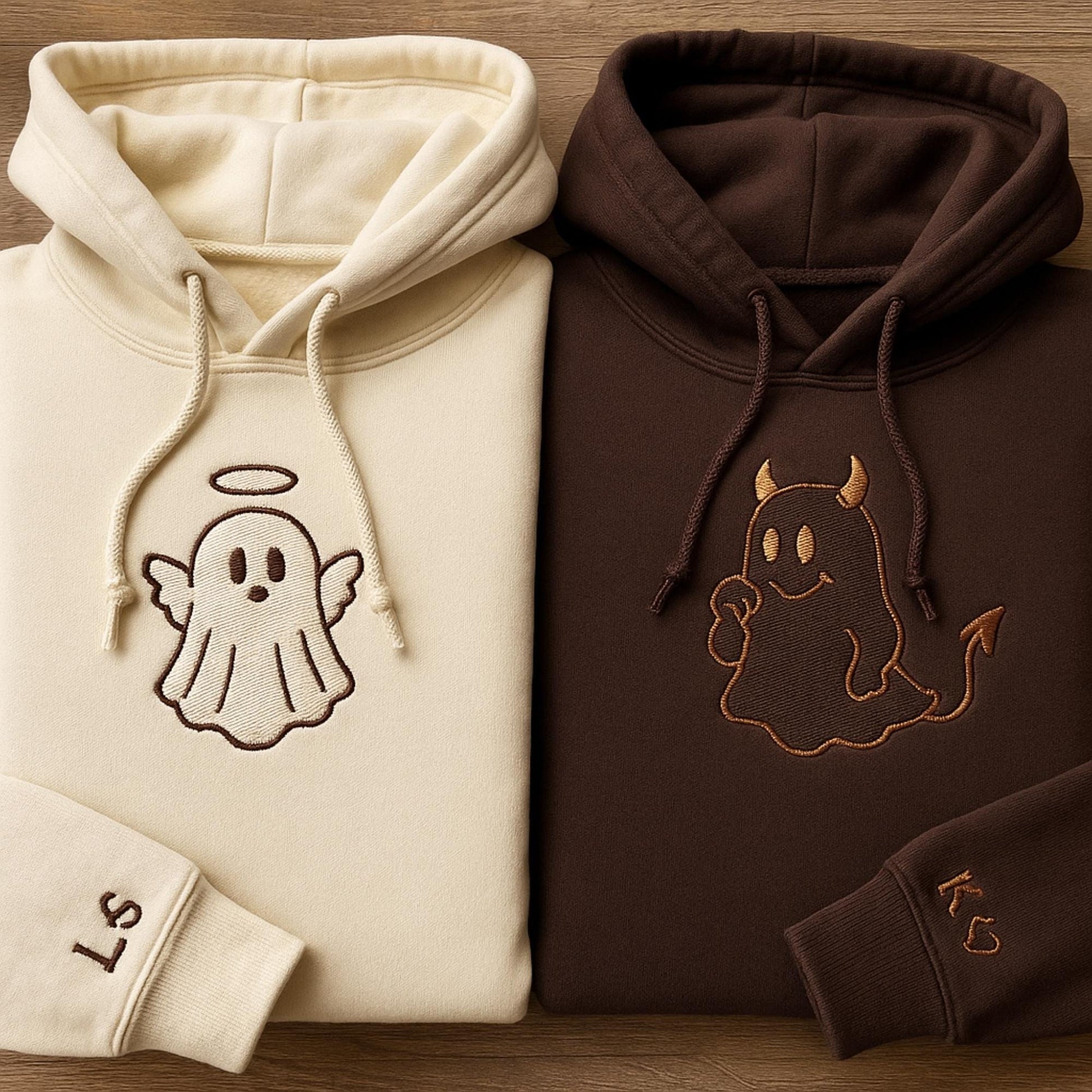 Couple Embroidered Sweatshirt, Halloween Couple Shirt, Custom Ghost Couple Shirt, Spooky Season, Boyfriend Gift, Gift For Her, Halloween Gift