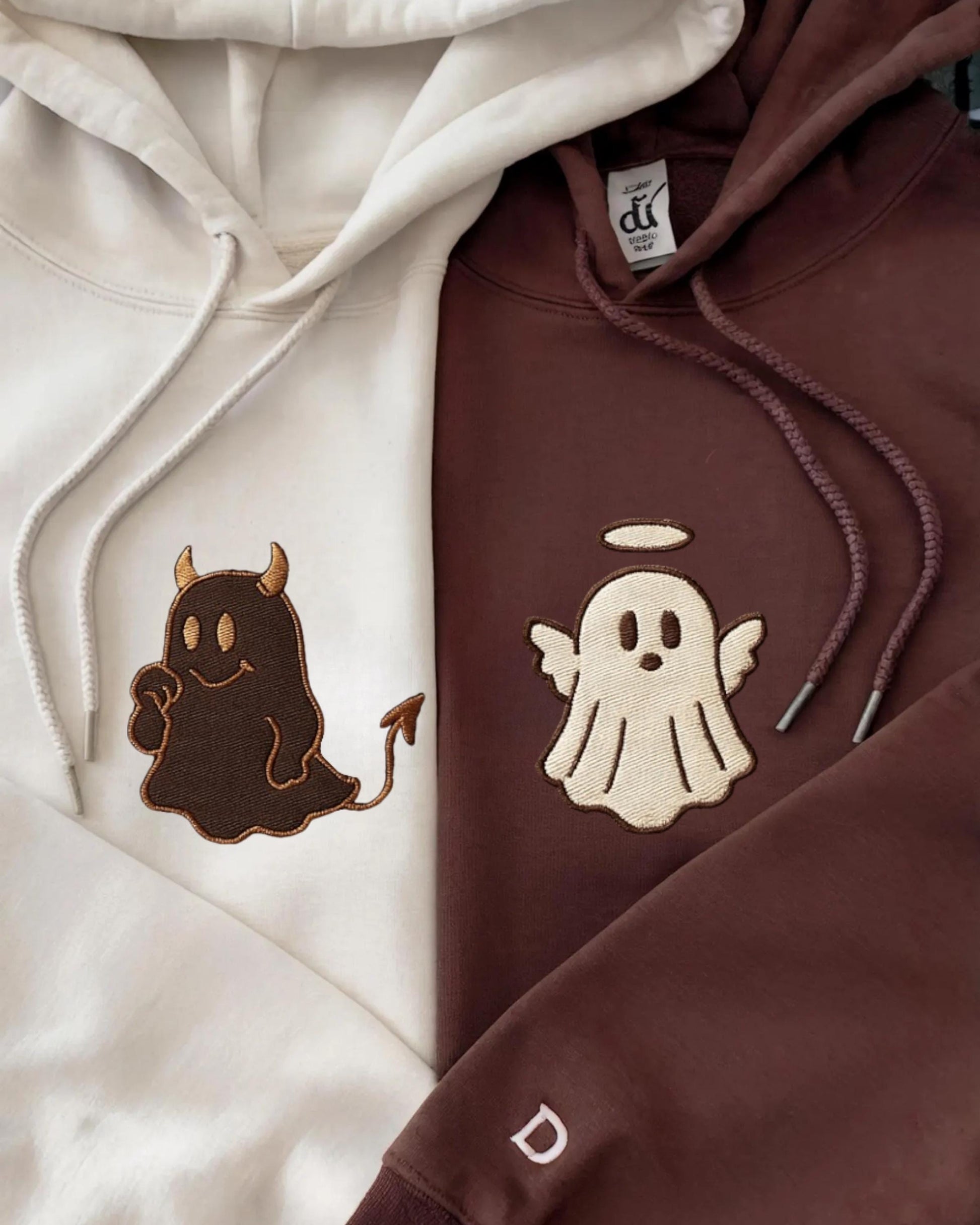 Couple Embroidered Sweatshirt, Halloween Couple Shirt, Custom Ghost Couple Shirt, Spooky Season, Boyfriend Gift, Gift For Her, Halloween Gift