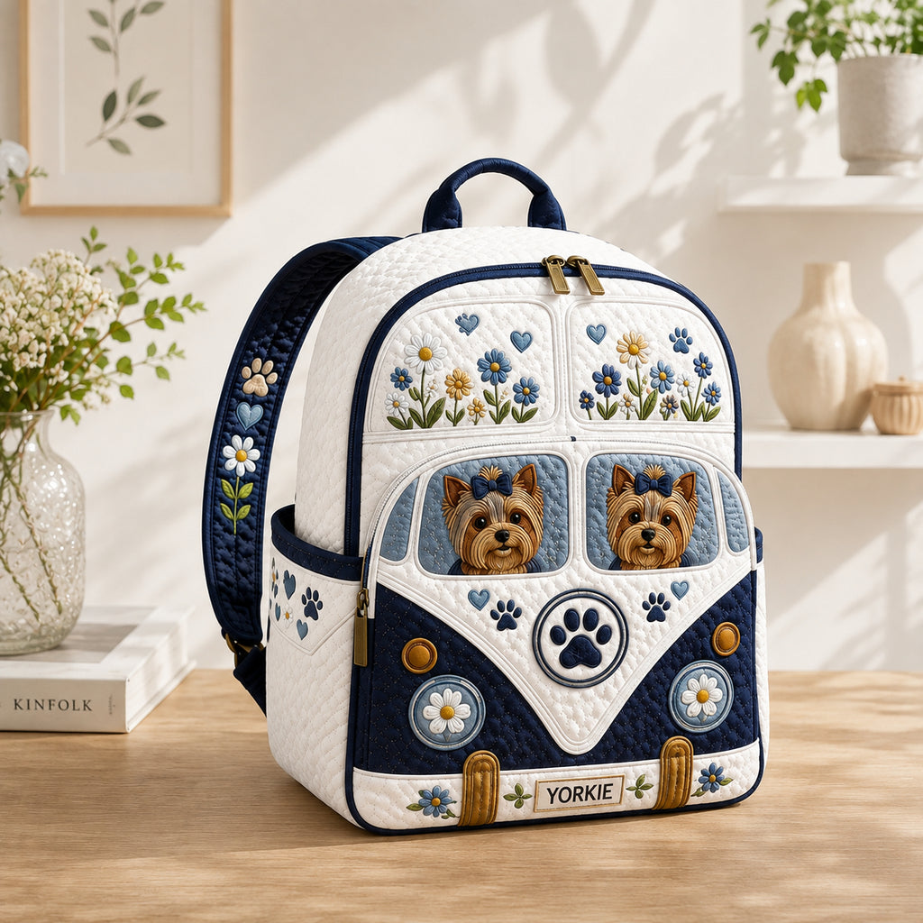 Cute Dog Quilted Backpack, Dog Backpack, Mini Travel Bag, School Bag, Back To School Backpack QBP17