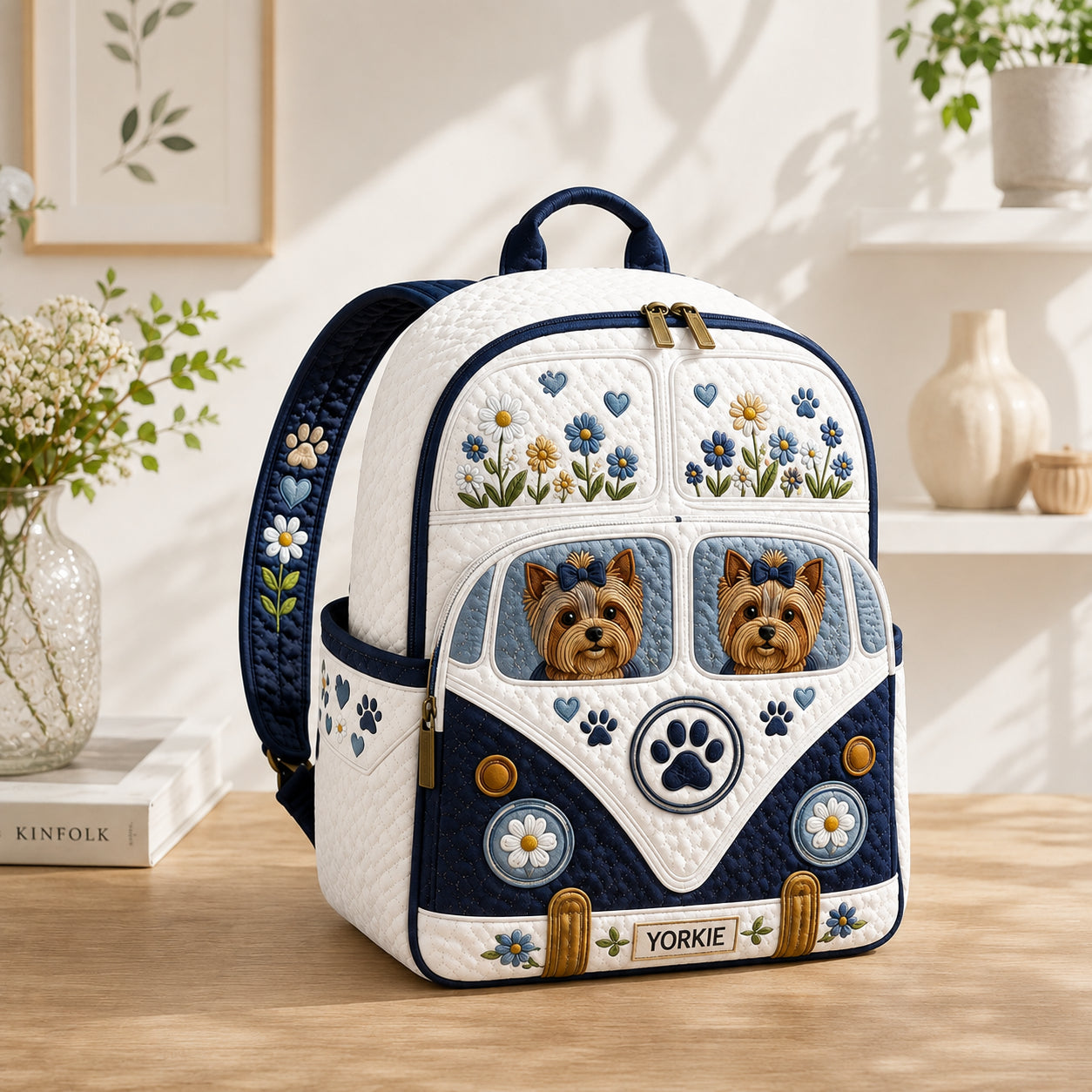 Cute Dog Quilted Backpack, Dog Backpack, Mini Travel Bag, School Bag, Back To School Backpack QBP17