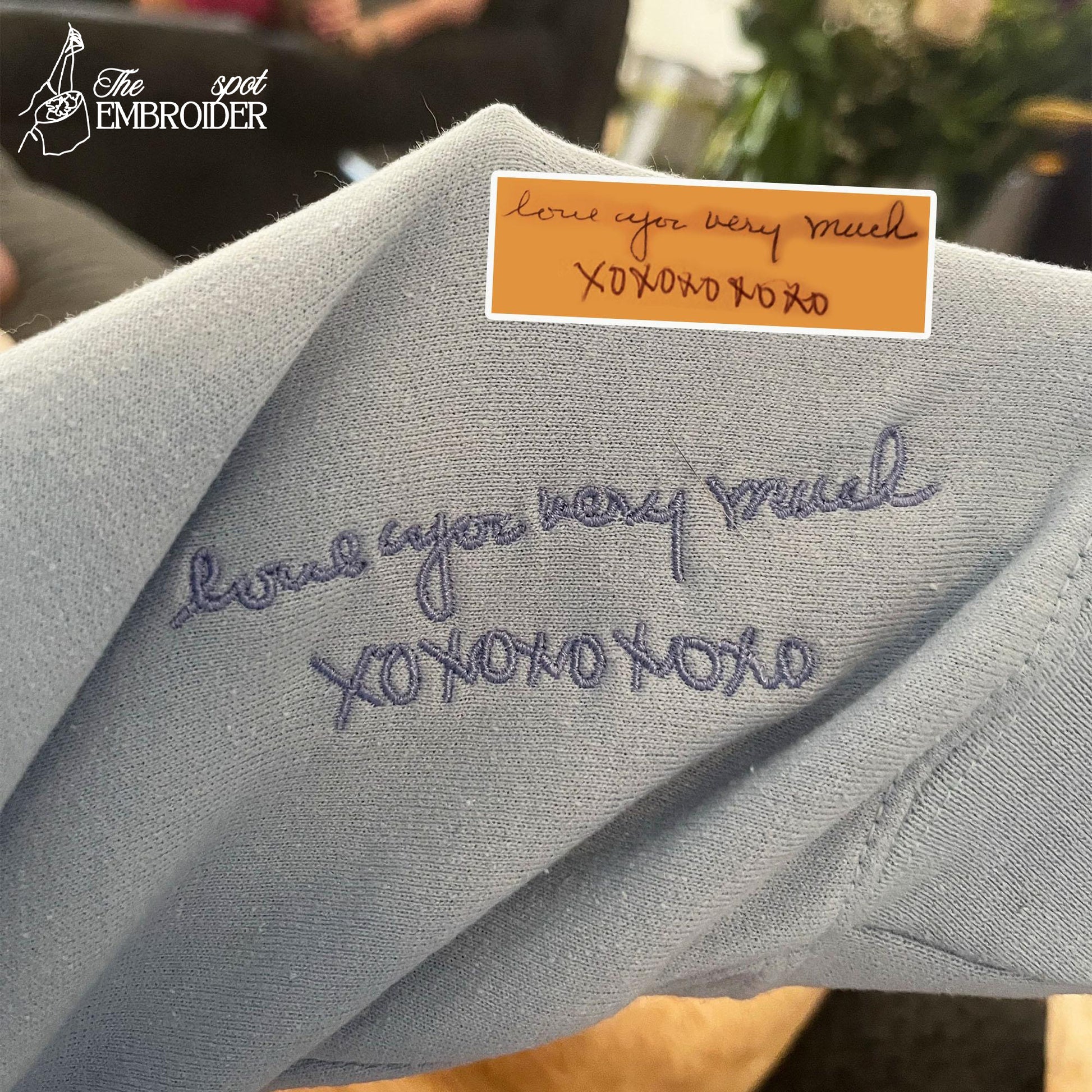 Custom Your Handwriting Embroidered Sweatshirt, Embroider Couple Message Shirt, Couple Matching Hoodie, Personalized Gift For Dad and Mom
