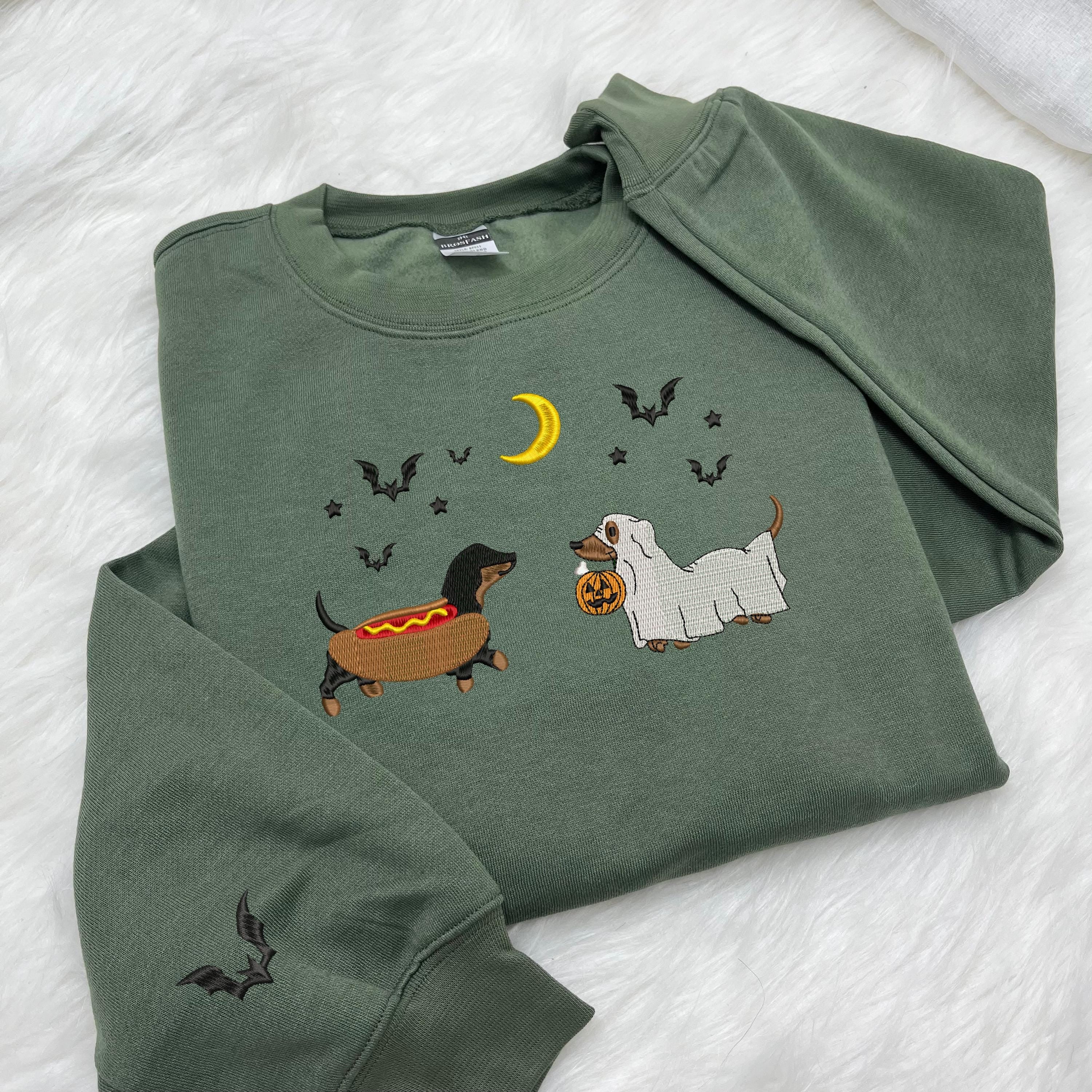 Halloween Embroidered Sweatshirt, Spooky Season Pup Crewneck, Halloween Pet Sweatshirt, Halloween Party Cute Shirt For Dog Lovers