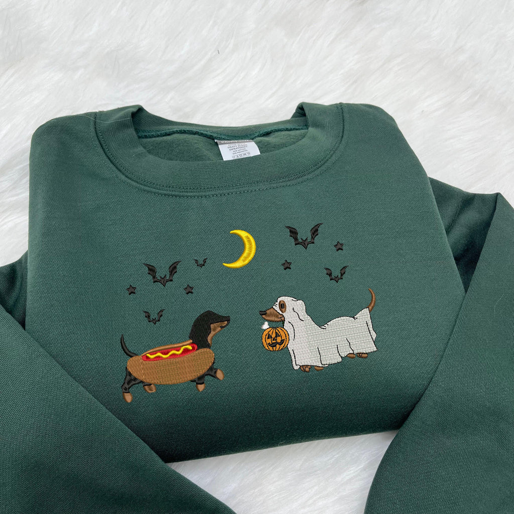 Halloween Embroidered Sweatshirt, Spooky Season Pup Crewneck, Halloween Pet Sweatshirt, Halloween Party Cute Shirt For Dog Lovers