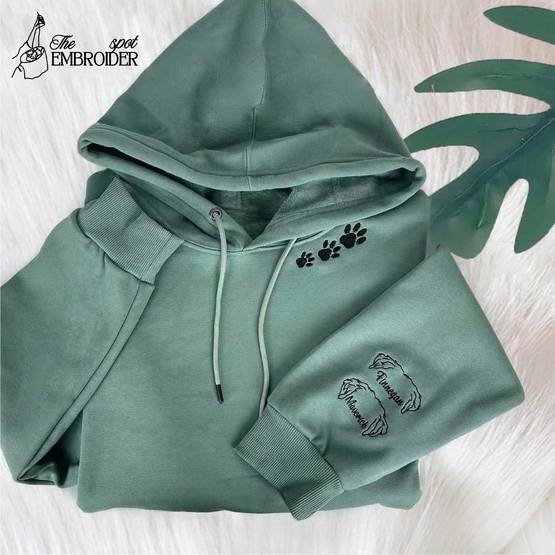 Embroidered Dog Ear Hoodie, Dog Ear Sleeve, Dog Mom Gift For Pet Lover, Custom Dog Crewneck, Personalized Pet Crewneck Using Pet Photo and Name