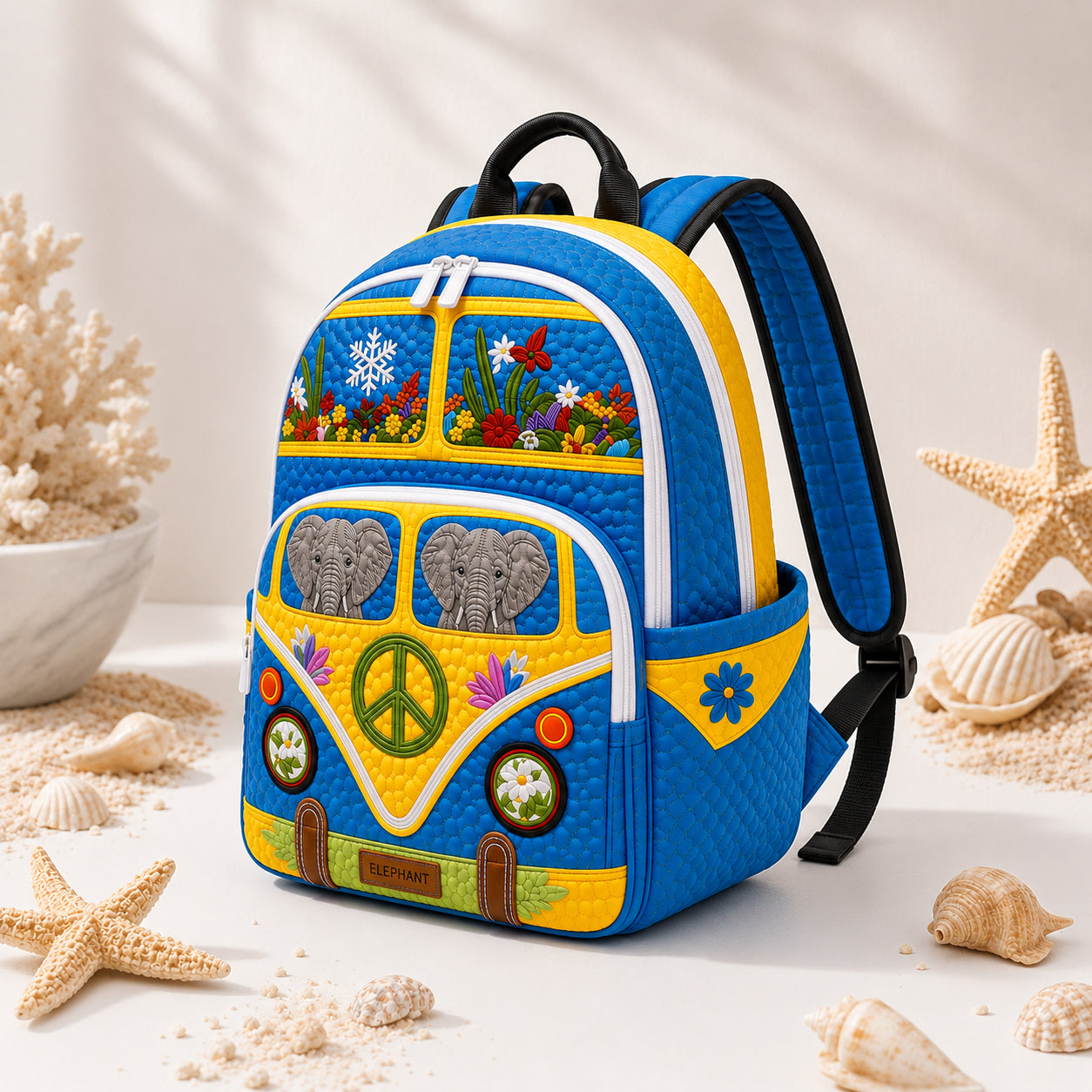 Camper Car Quilted Backpack, Camper Van Backpack, Mini Travel Bag, School Bag, Back To School Backpack QBP18