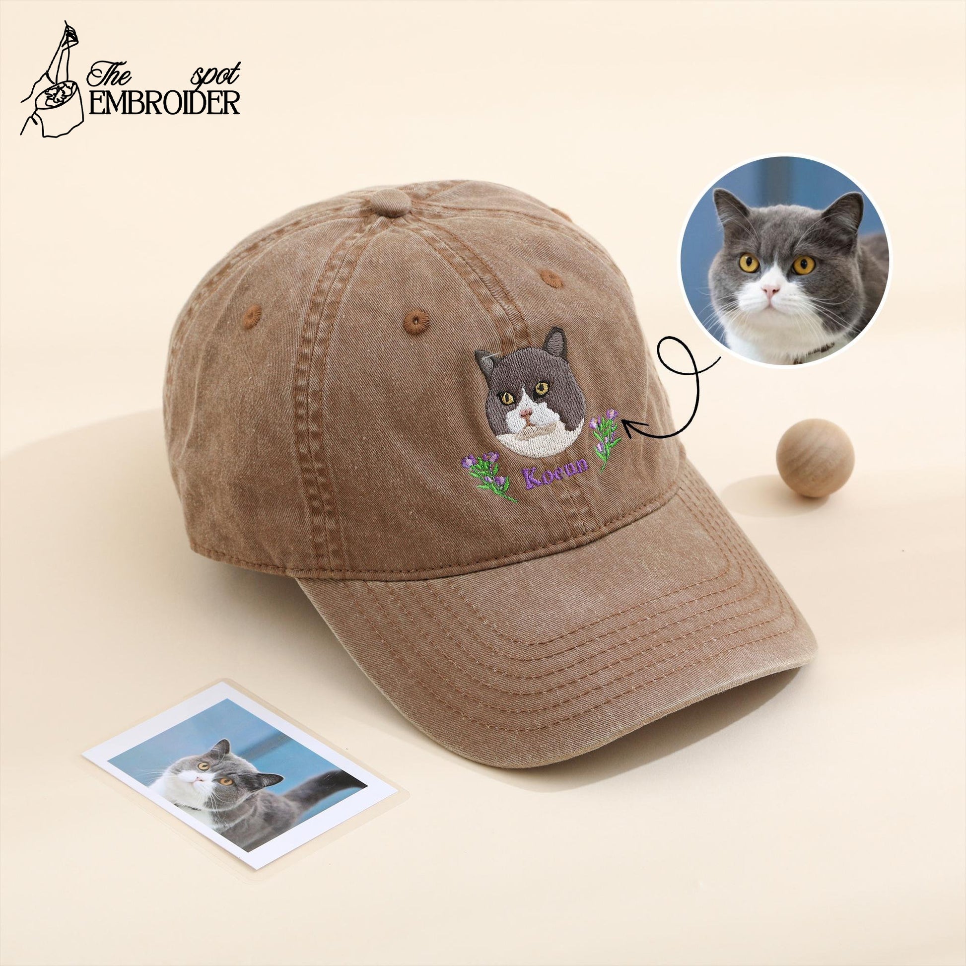 Custom EMBROIDERED Pet Hat Using Pet Photo, Personalized Cat Hat, Custom Cat Hat, Custom Pet Cap Cat Hat.