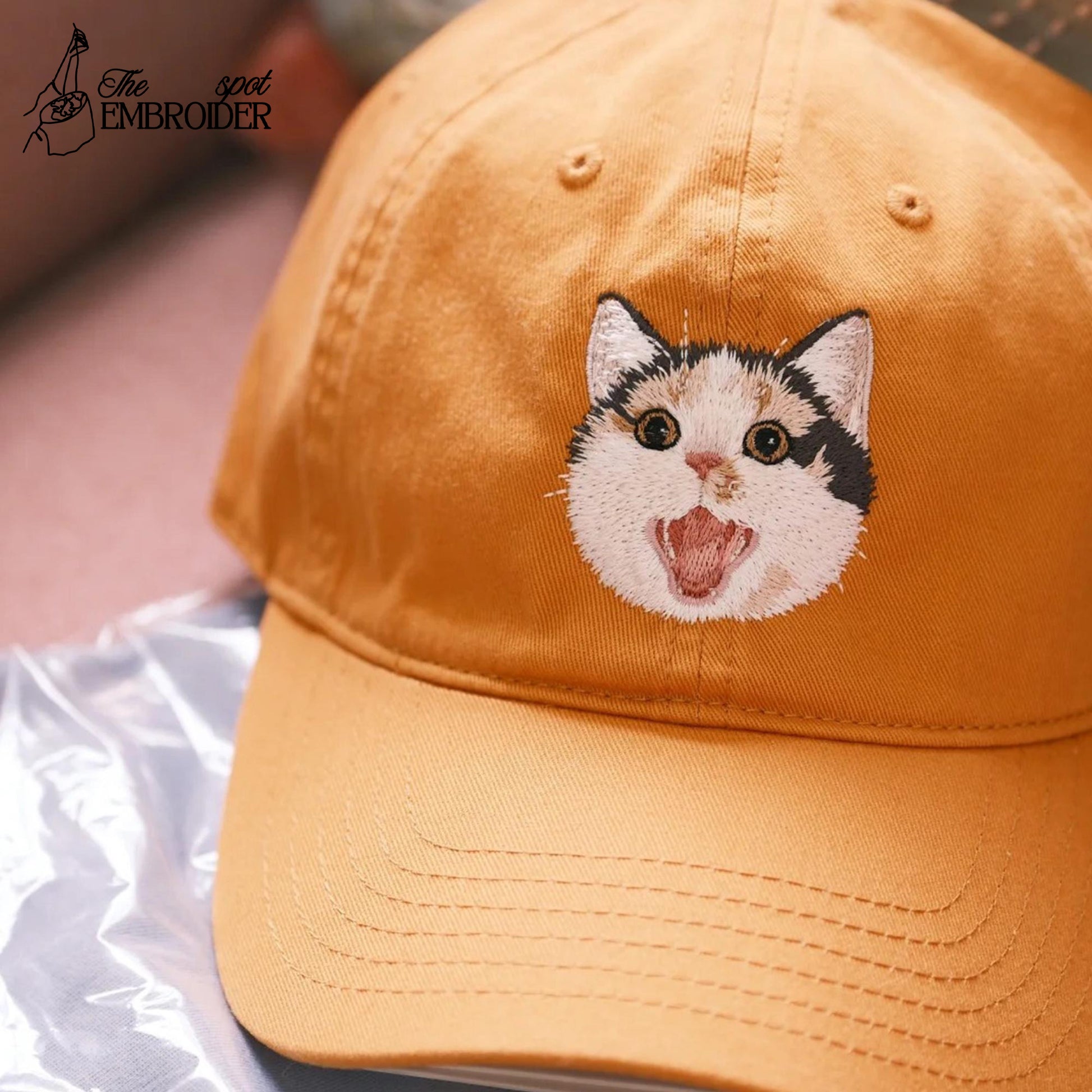 Custom EMBROIDERED Pet Hat Using Pet Photo, Personalized Cat Hat, Custom Cat Hat, Custom Pet Cap Cat Hat.