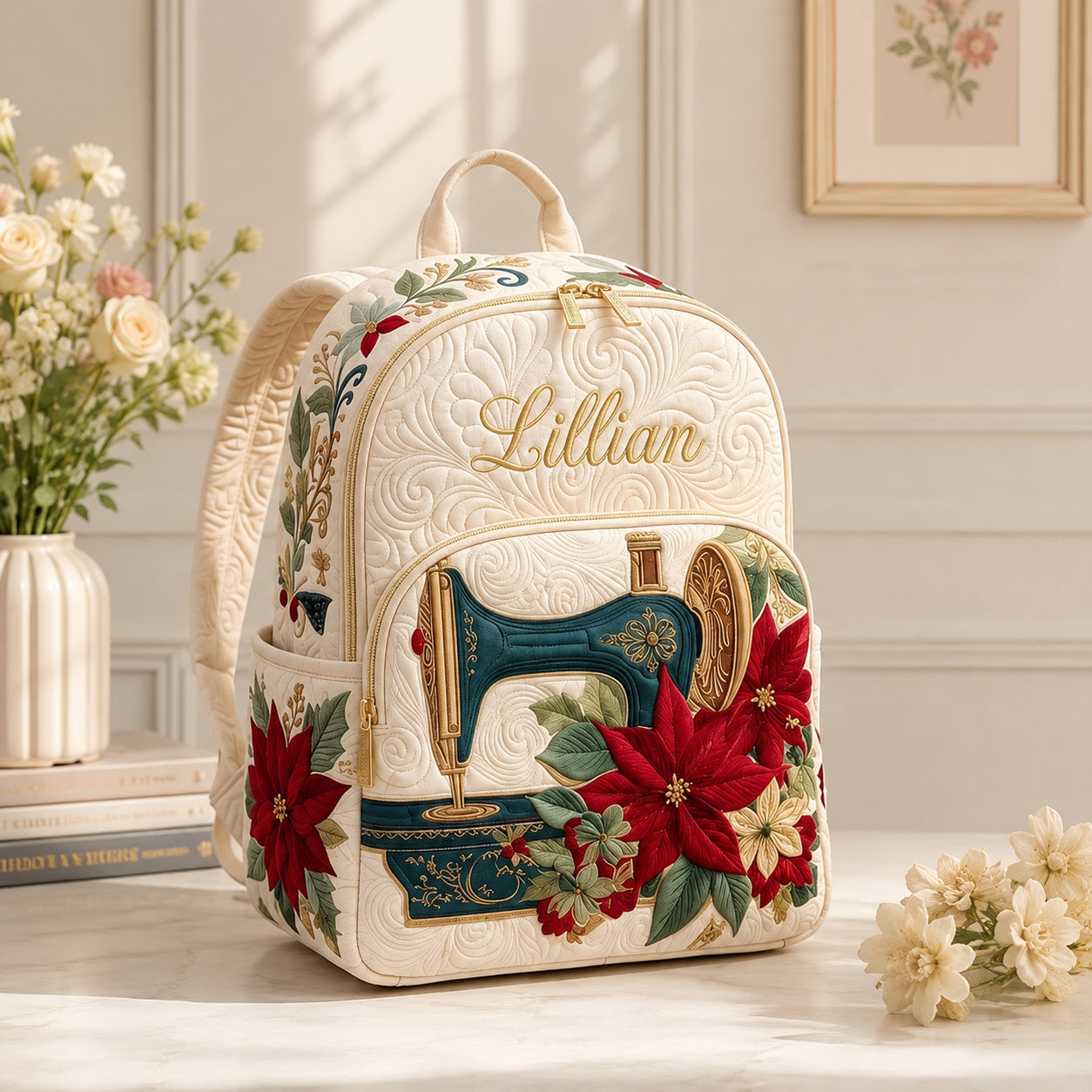 Sewing Machine Quilted Backpack, Sewing Backpack, Mini Travel Bag, School Bag, Back To School Backpack QBP19