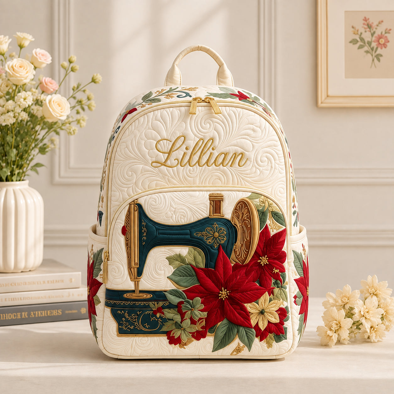 Sewing Machine Quilted Backpack, Sewing Backpack, Mini Travel Bag, School Bag, Back To School Backpack QBP19