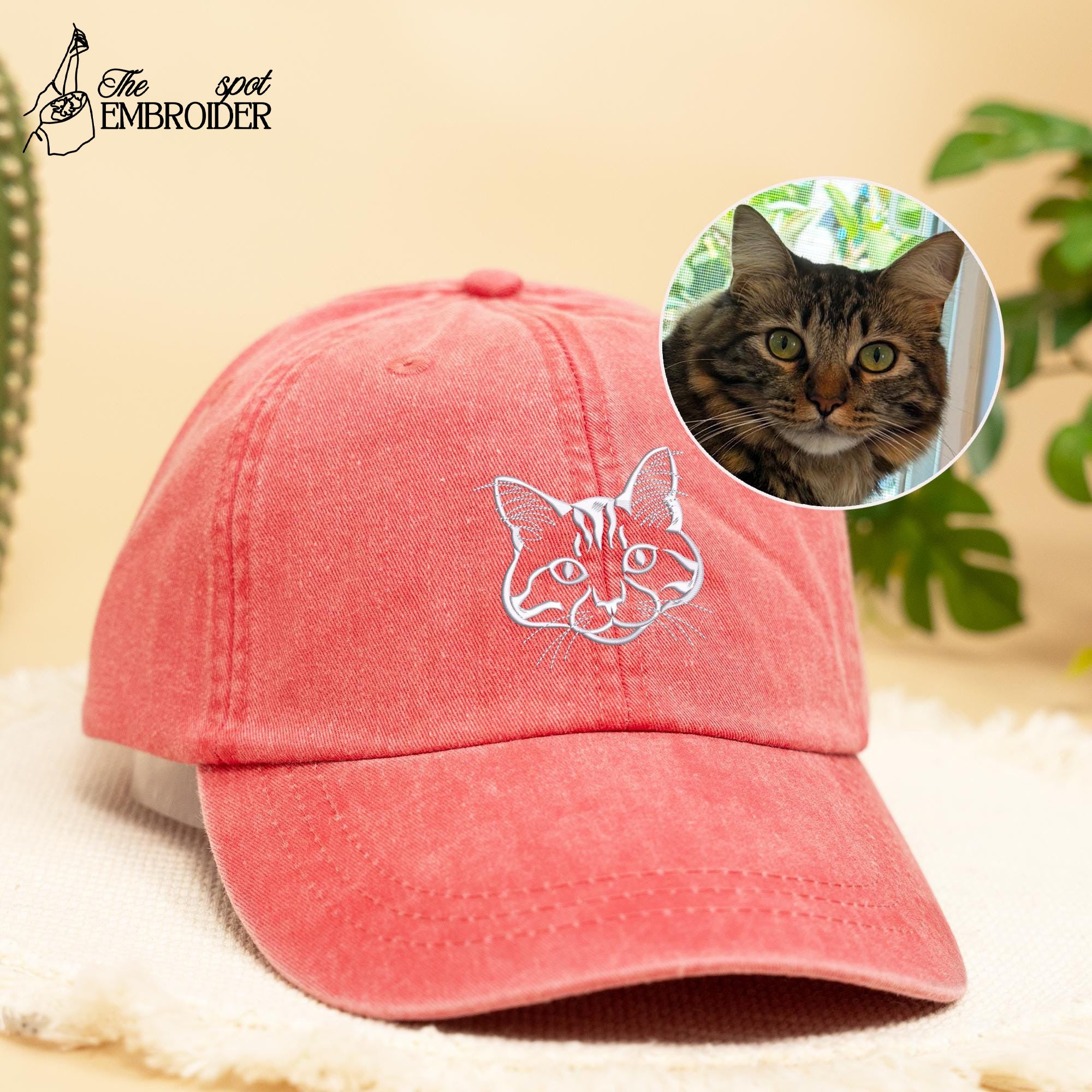 Custom EMBROIDERED Pet Hat Using Pet Photo, Personalized Cat Hat, Pet Cap Cat Hat, Custom Cat Baseball Cap, Cat Baseball Cap, Father's Day Gift