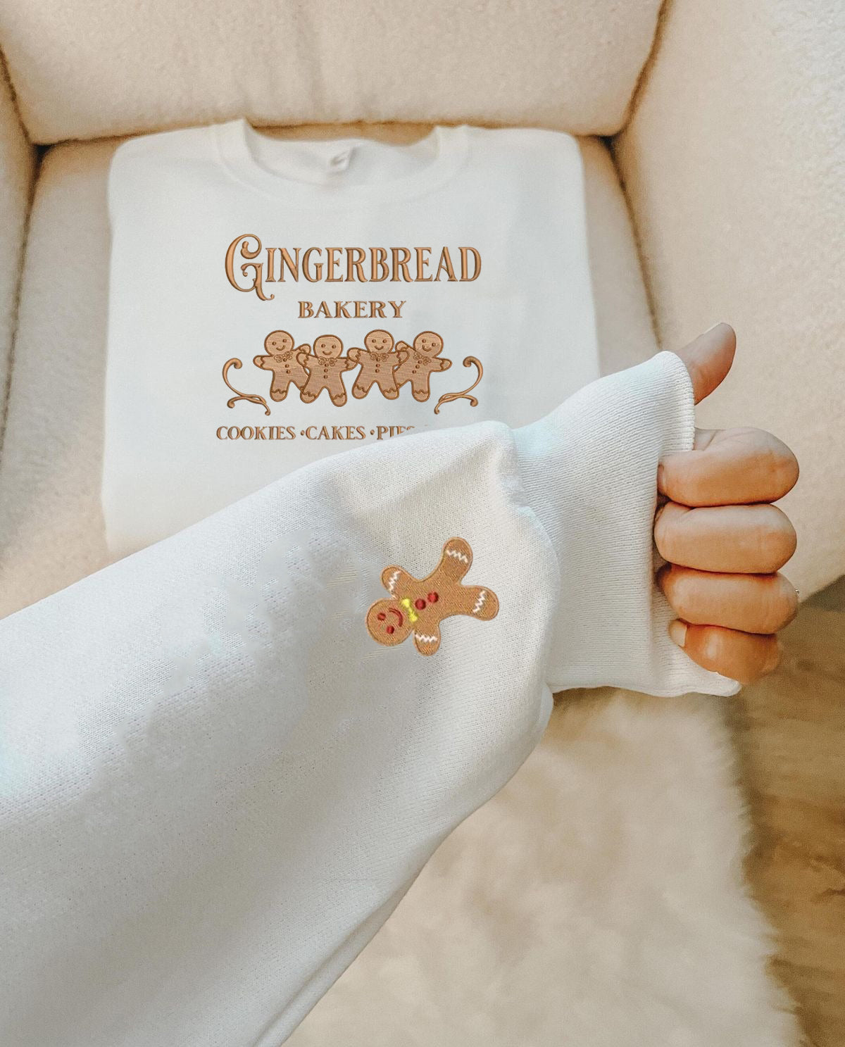 Christmas Gingerbread Bakery Embroidered Sweatshirt, Gingerbread Holiday Sweater, Embroidered Christmas Sweatshirt, Christmas Gift