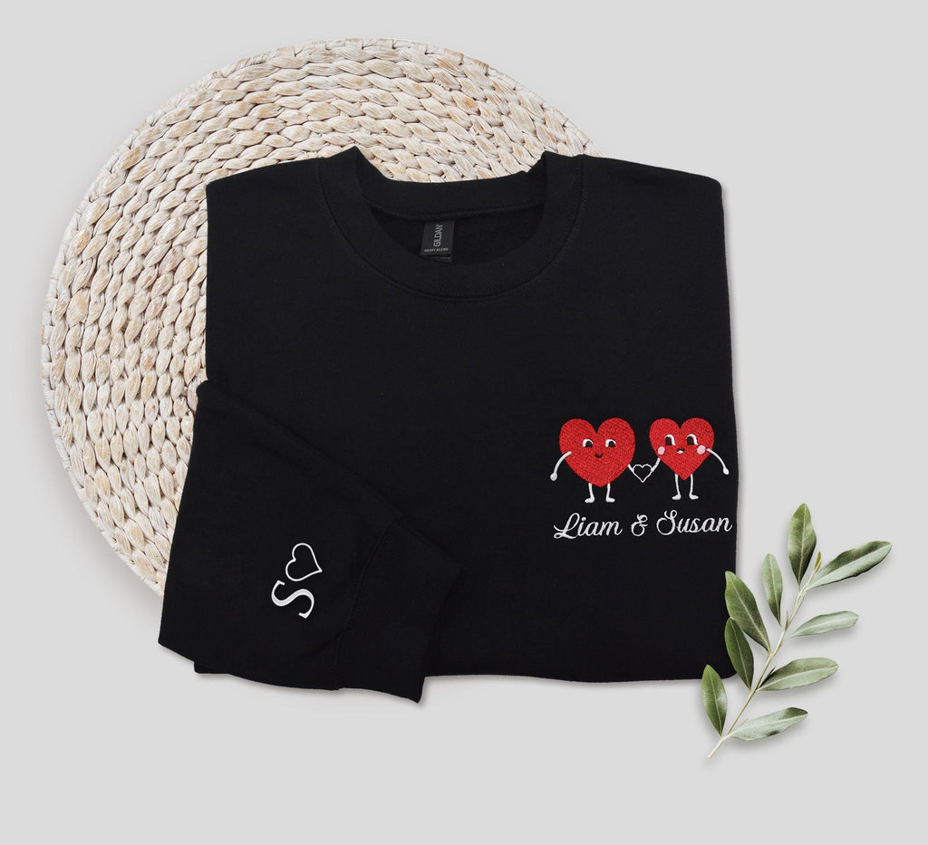 Custom Embroidered Initial Heart Sweatshirt, Personalized Couples Hoodie, Valentines Couple, Anniversary Gift, Gift for Her, Gift for Him