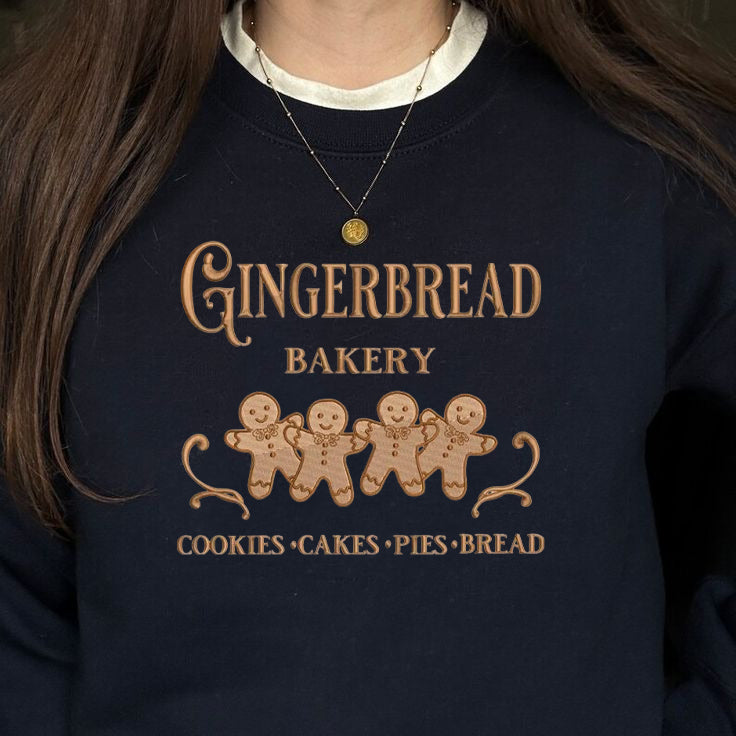 Christmas Gingerbread Bakery Embroidered Sweatshirt, Gingerbread Holiday Sweater, Embroidered Christmas Sweatshirt, Christmas Gift