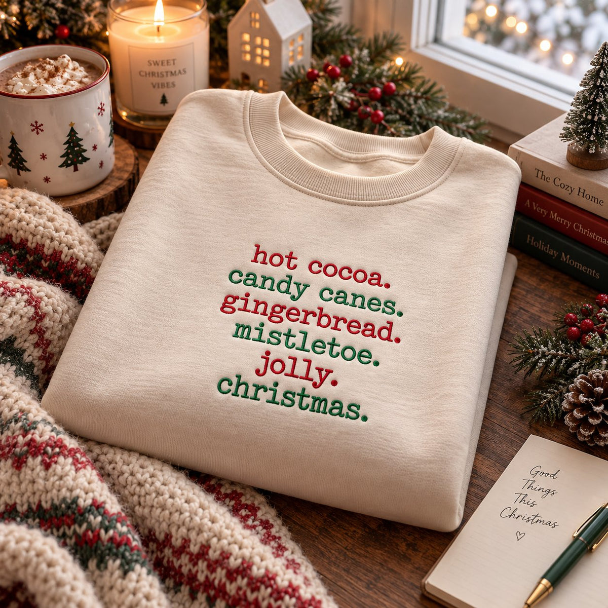 Gingerbread Girl Christmas Embroidered Sweatshirt – Coquette Bow Holiday Crewneck, Matching Family Xmas Clothing XMASS24
