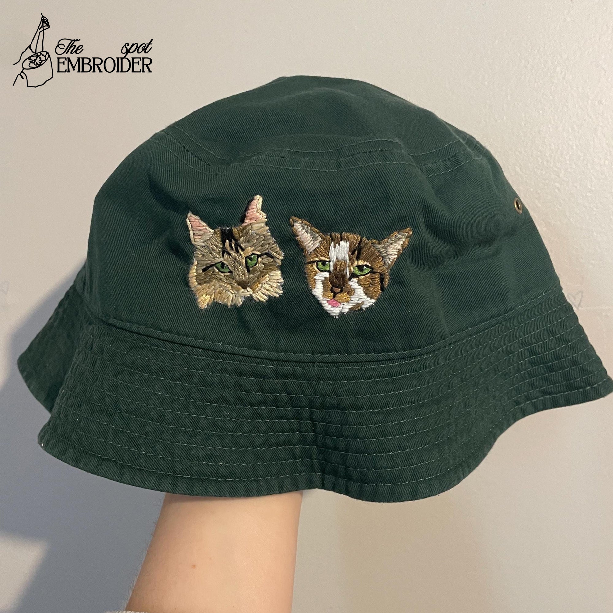 Your Cat Bucket Hat Custom, Embroidered Hat Using Pet Photo, Personalized Cat Hat Custom, Cat Bucket Hat