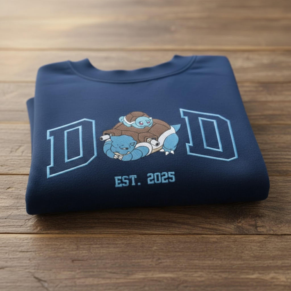 Embroidered Custom Pokedad Character Hoodie, Cute Poke Dad Characters Sweatshirt, Cozy Anime Embroidery, Gift for PKM Fans, Gift for dad