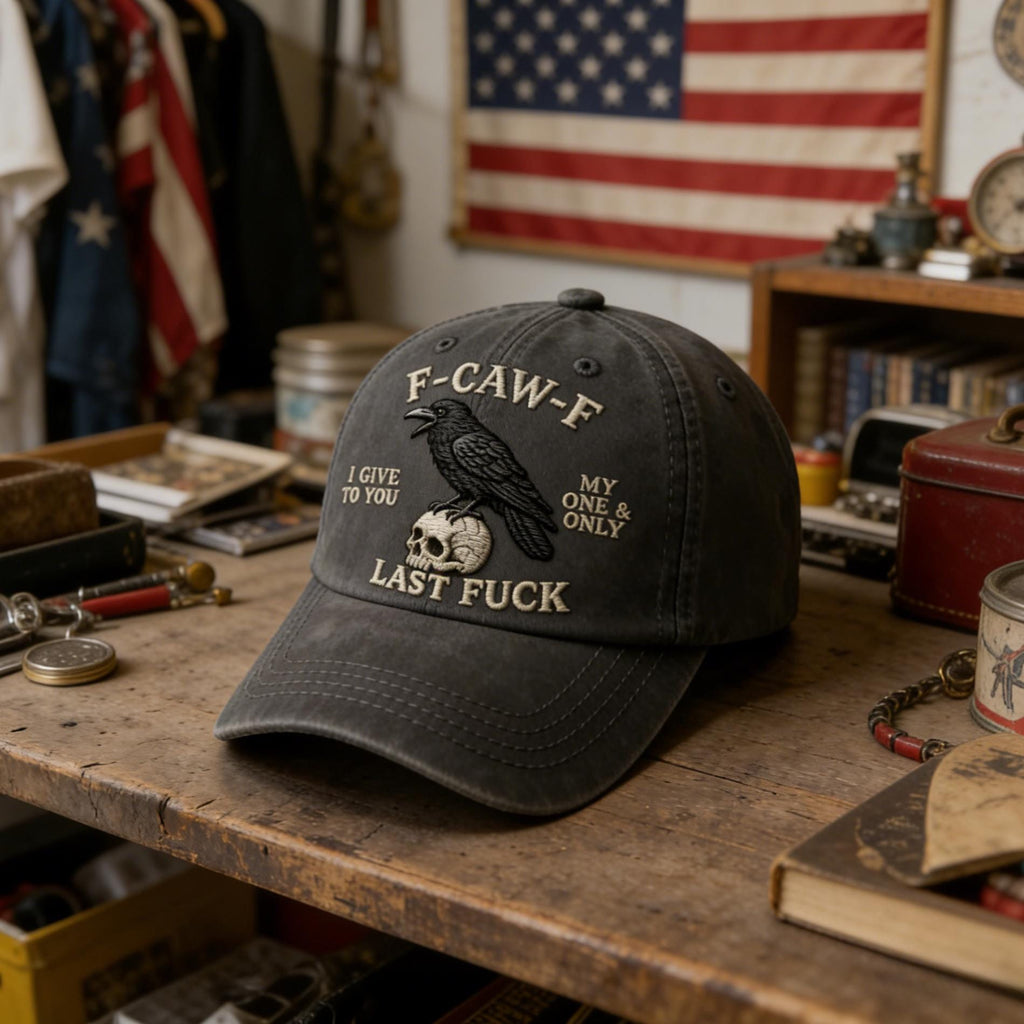 Hand-Embroidered F-Caw-F Crow Baseball Cap, Adjustable Women Men Trucker Hat