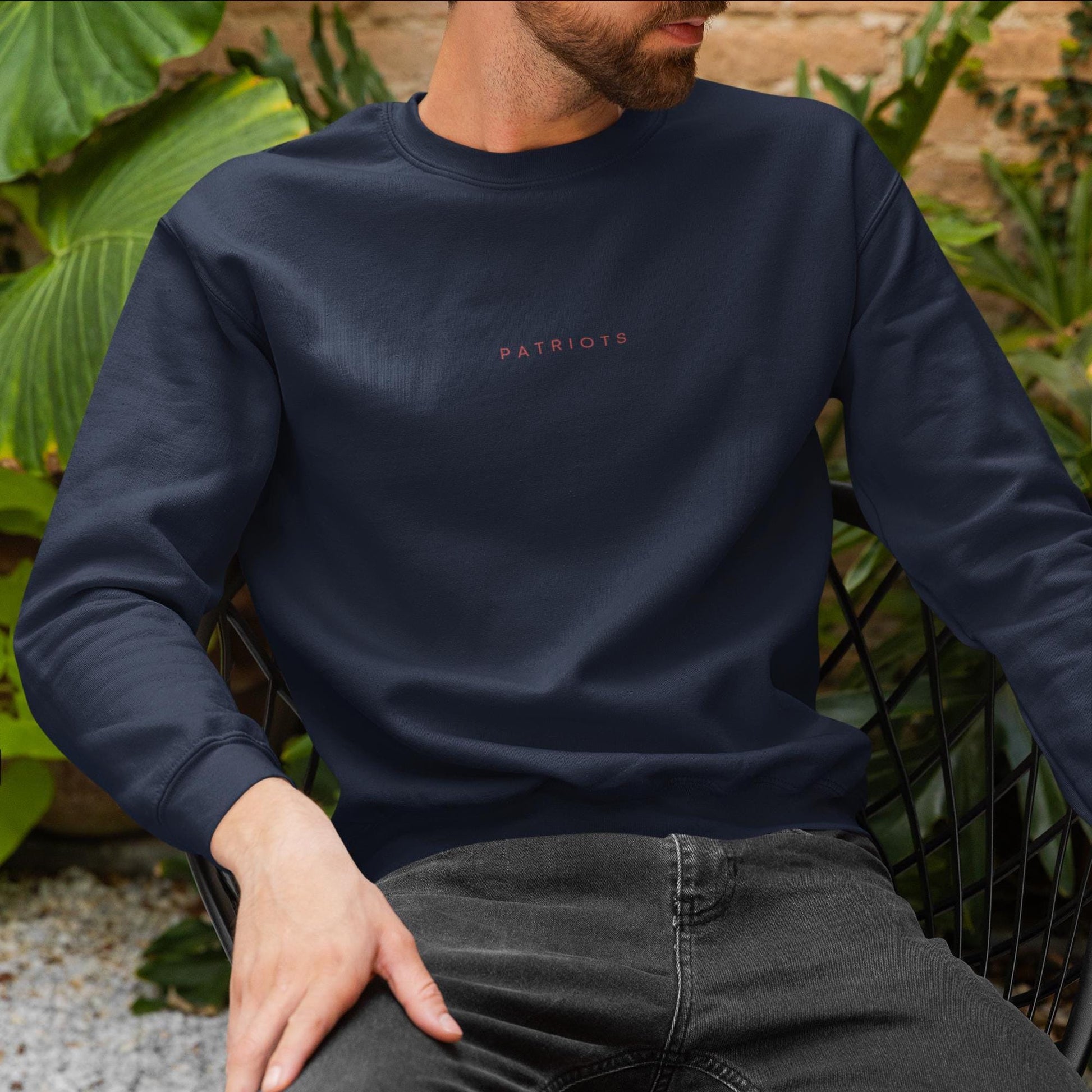 Patriots Embroidered Crewneck – Minimalist New England Unisex Sweatshirt | Patriots Football Gift Apparel