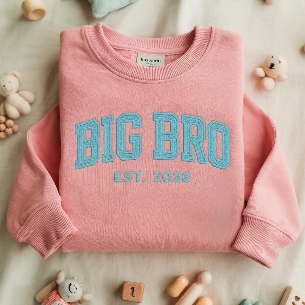 Big Brother Embroidered Sweatshirt, Big Bro Est. 2026 Shirt, Toddler Crewneck, Sibling Announcement Outfit, Custom Baby Gift