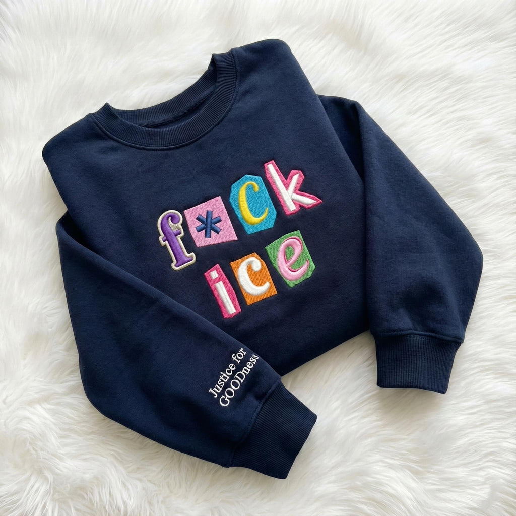 F*ck ICE Embroidered Sweatshirt – Anti ICE Magazine Letters Pullover, Abolish ICE Unisex Sweater, No Human Is Illegal, FDT Protest Apparel