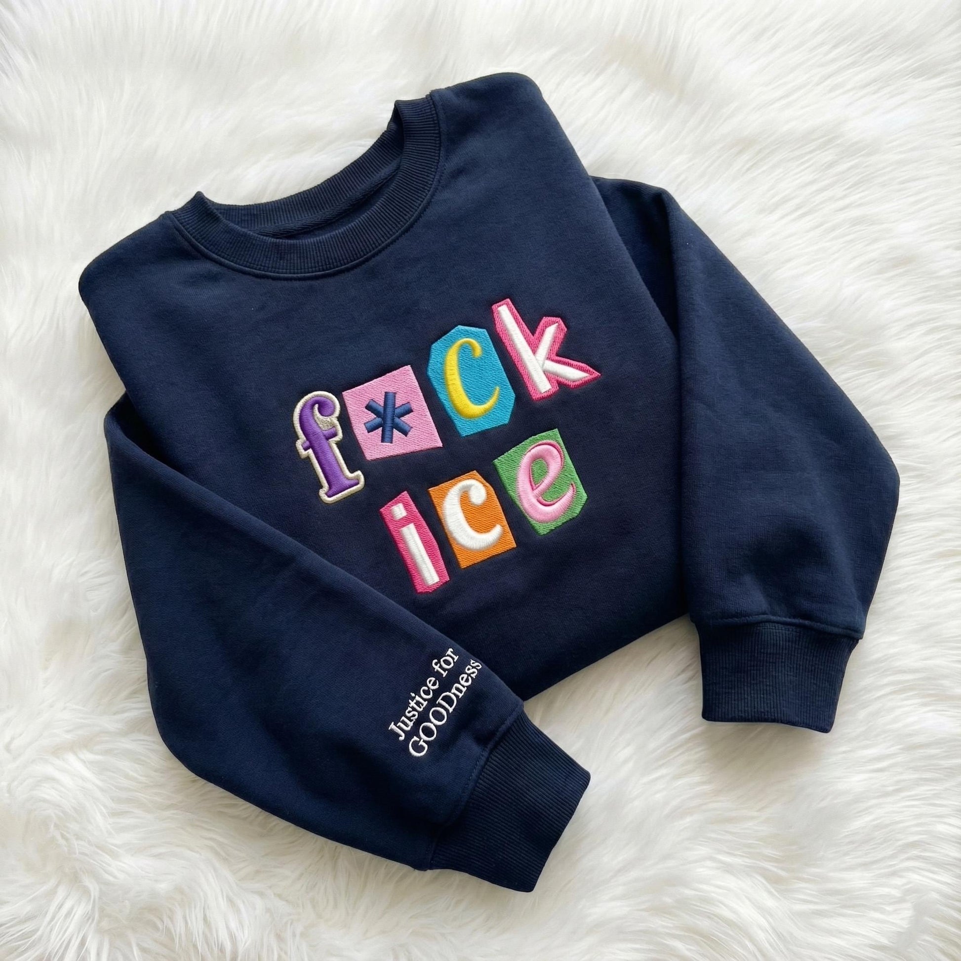 F*ck ICE Embroidered Sweatshirt – Anti ICE Magazine Letters Pullover, Abolish ICE Unisex Sweater, No Human Is Illegal, FDT Protest Apparel