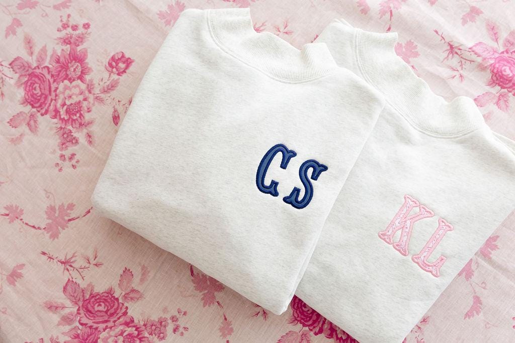 Monogrammed Mockneck Sweatshirt // Embroidered Personalized Monogram Sweatshirt, Monogrammed Crewneck, Personalized Sweater, Gifts for Her