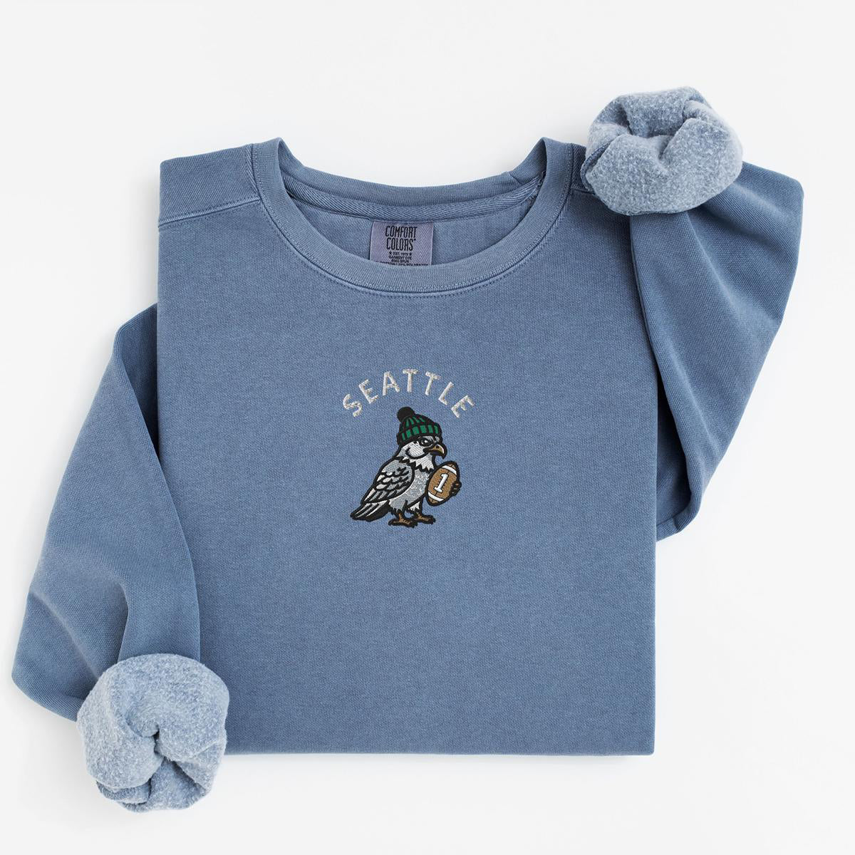 Embroidered Seattle Seahawks Sweatshirt, Game Day Crewneck, Unisex Football Fan Apparel