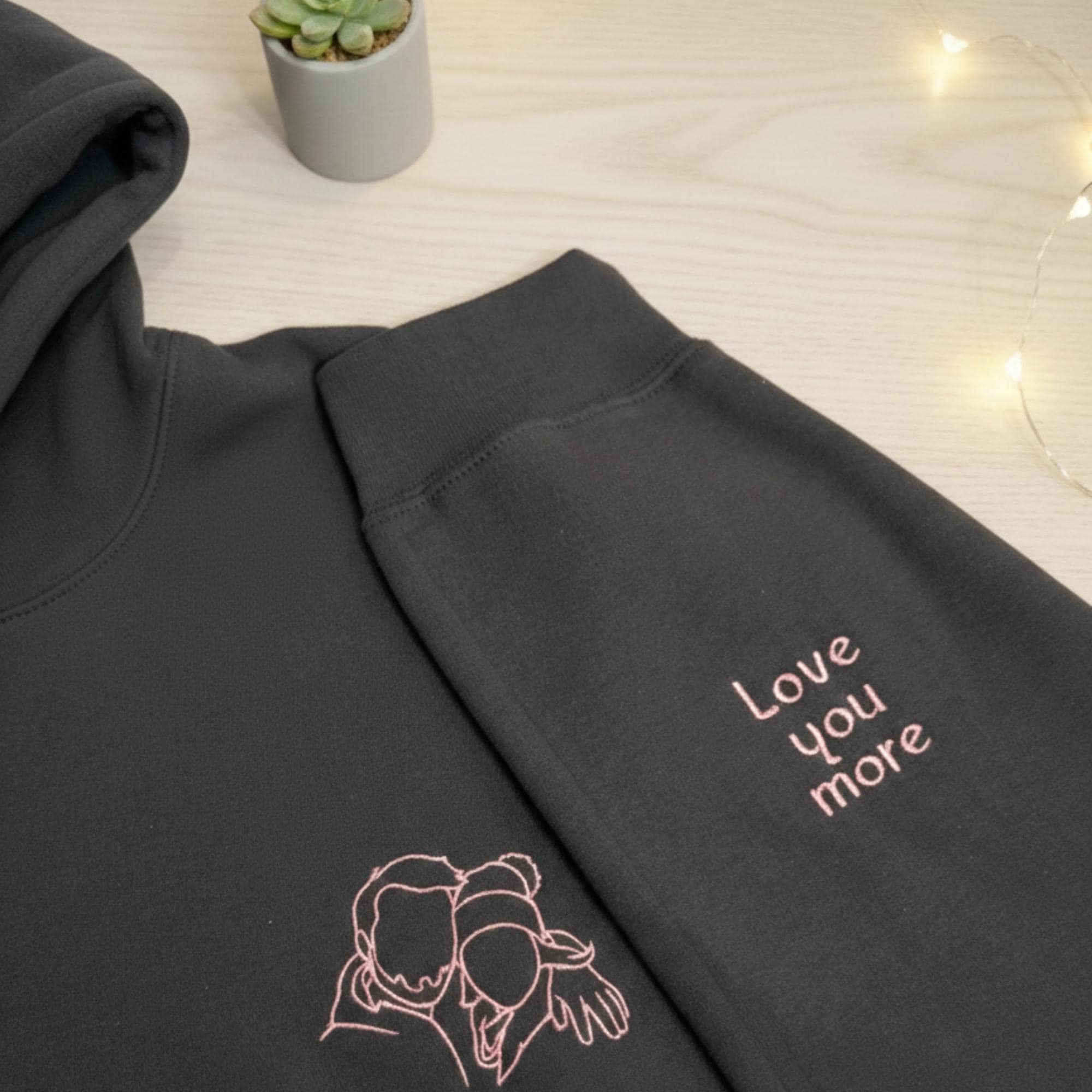 Custom Photo Embroidered Hoodie, Sketch from Photo, Personalised Couple or Family Portrait Hoodies, Line Art Embroidery Gift